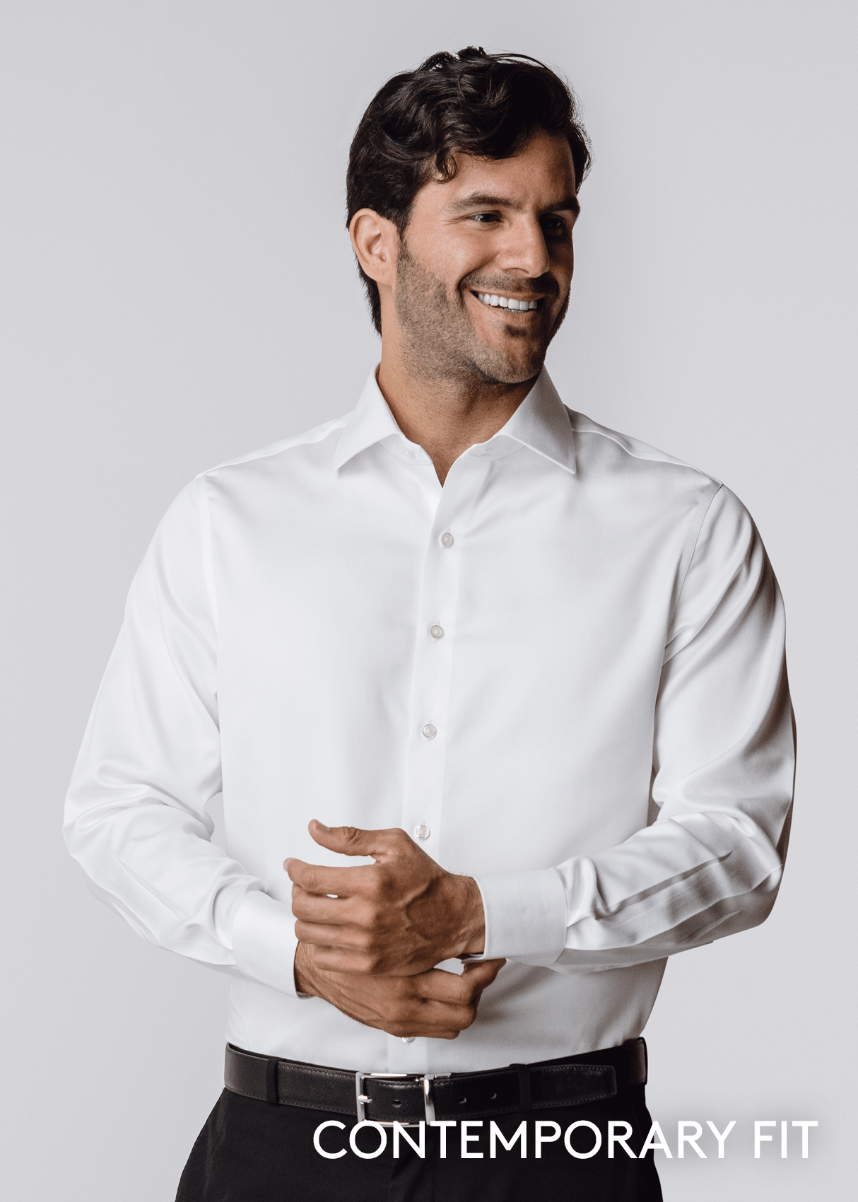 Milano White Dress Shirt - Contemporary – Non-Iron, Wrinkle-Resistant, Breathable Cotton, Tailored Fit
