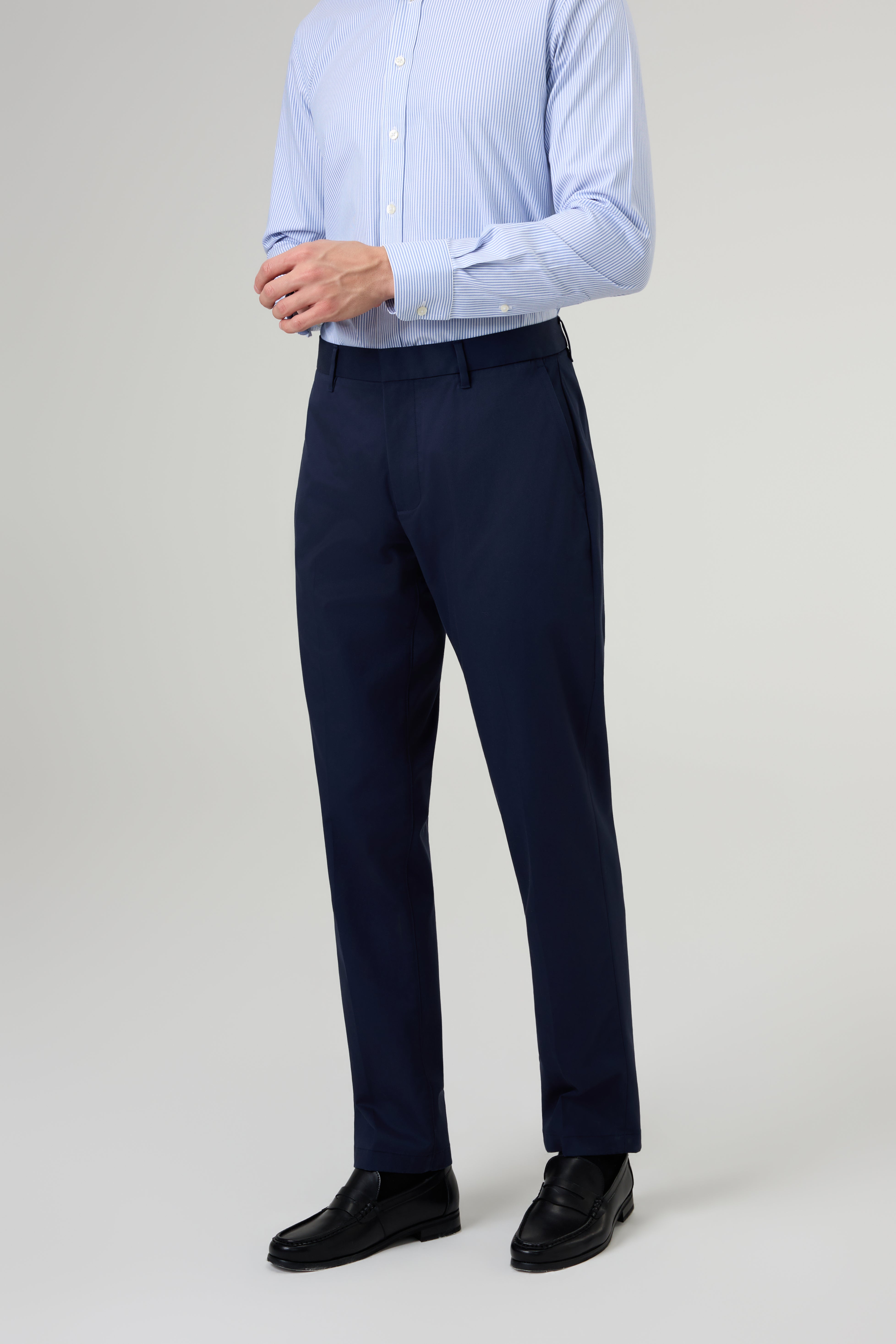 Solid Cotton Dress Navy Pants