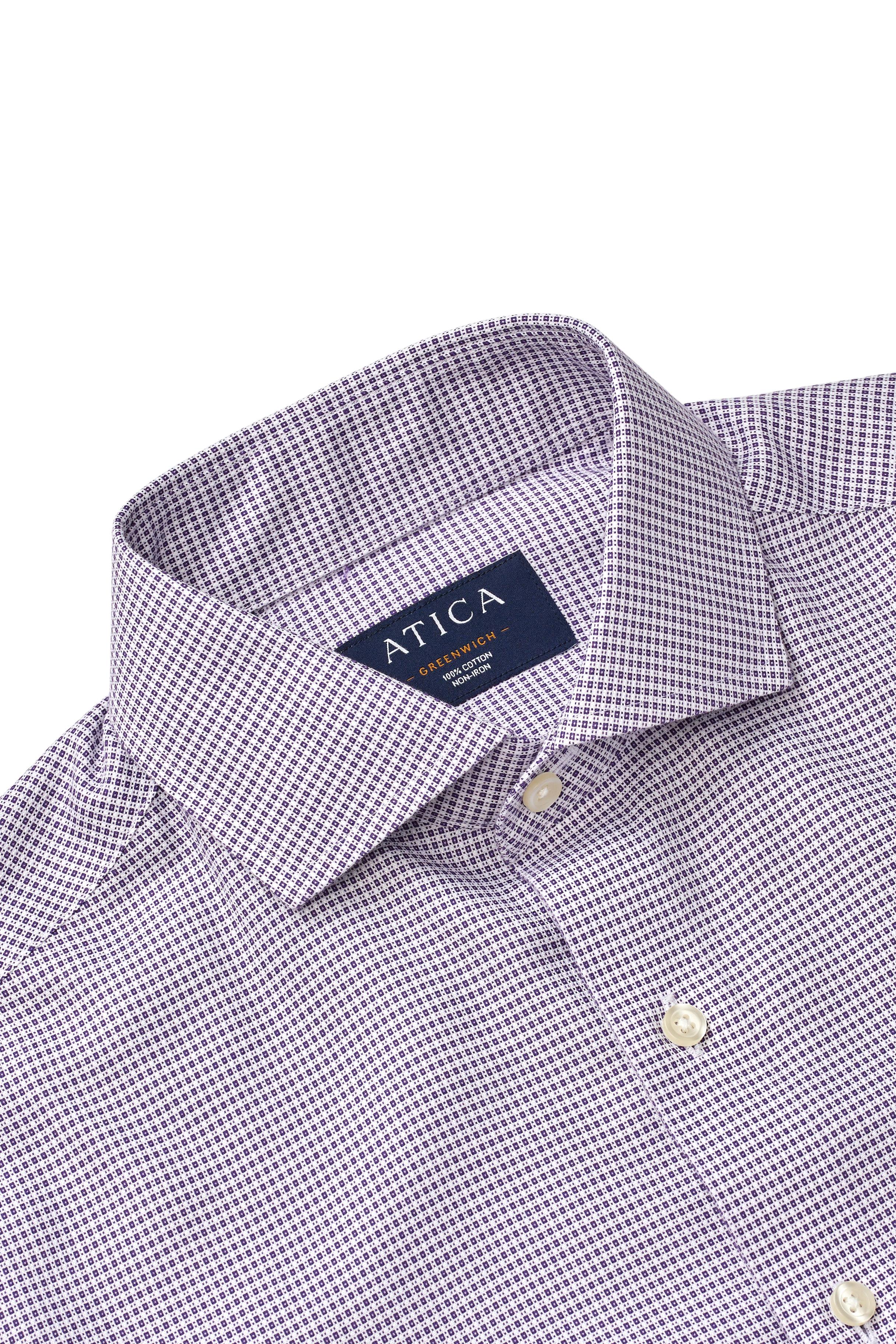 Greenwich Purple Check Dress Shirt – Non-Iron, Wrinkle-Resistant