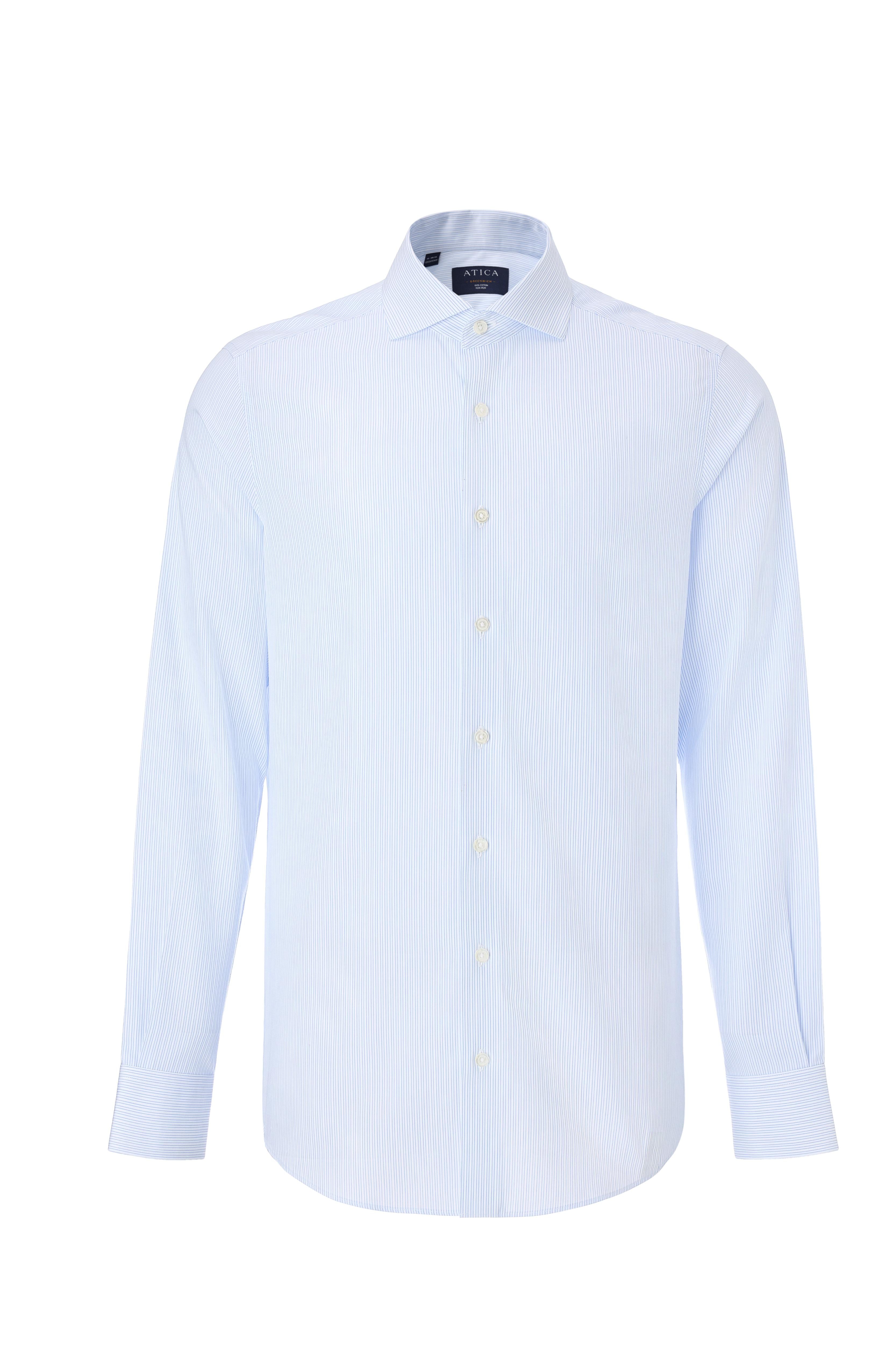 Greenwich Light Blue Textured Stripe Shirt - Atica Man