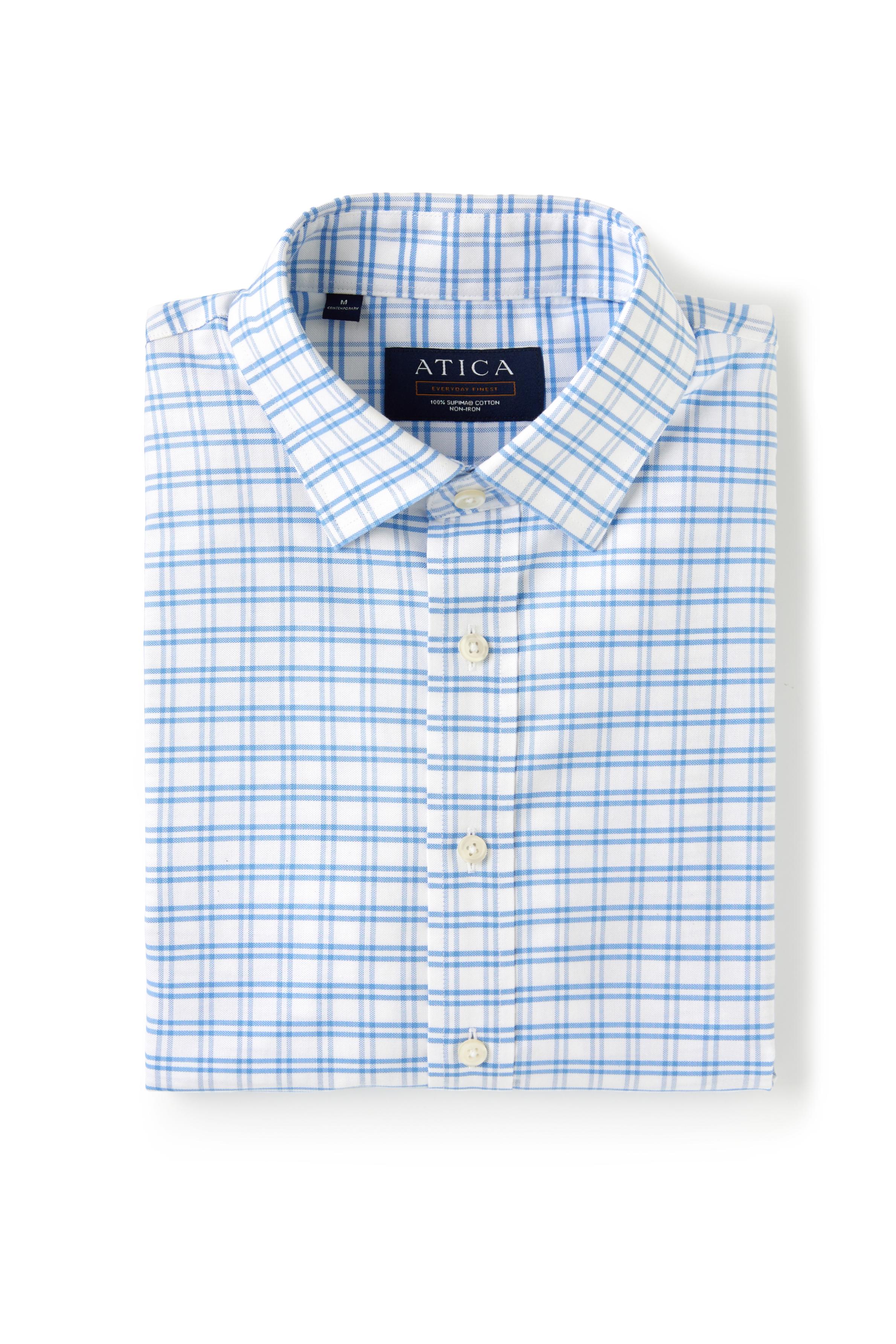 Everyday Light Blue Grid Casual Shirt – Non-Iron, Wrinkle-Resistant