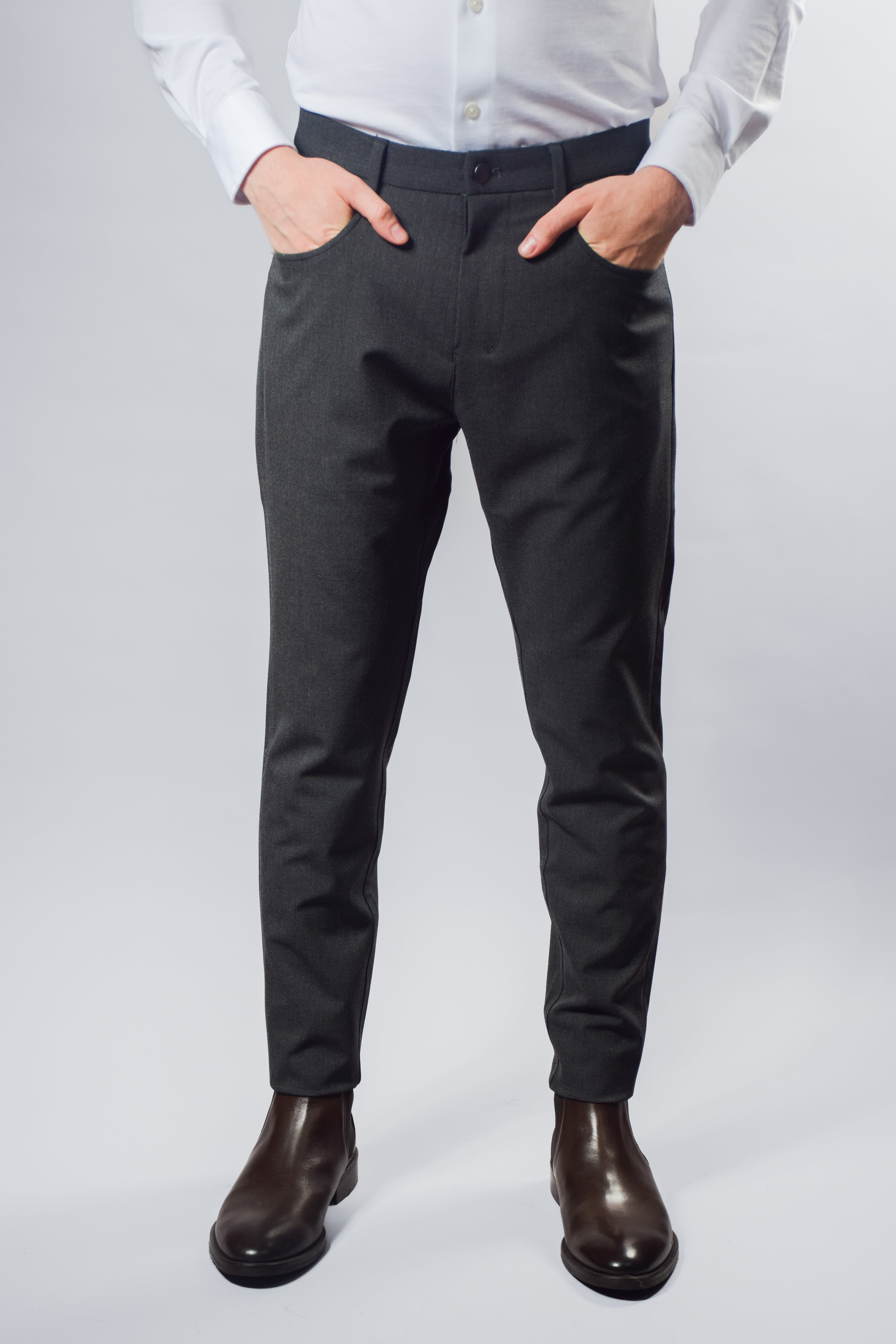 Essential Stretch Charcoal Pants | Super Slim