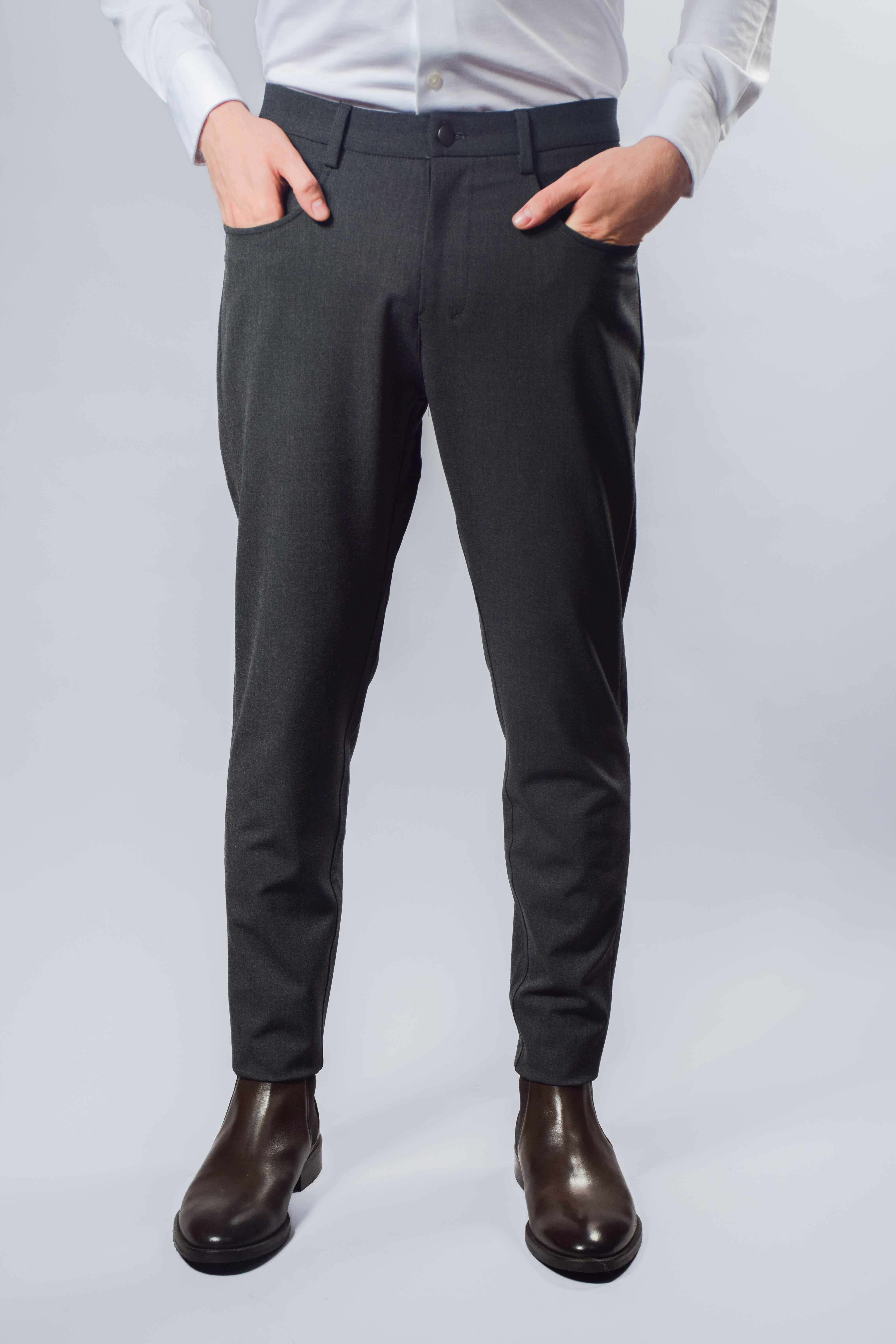 Essential Stretch Charcoal Pants | Slim