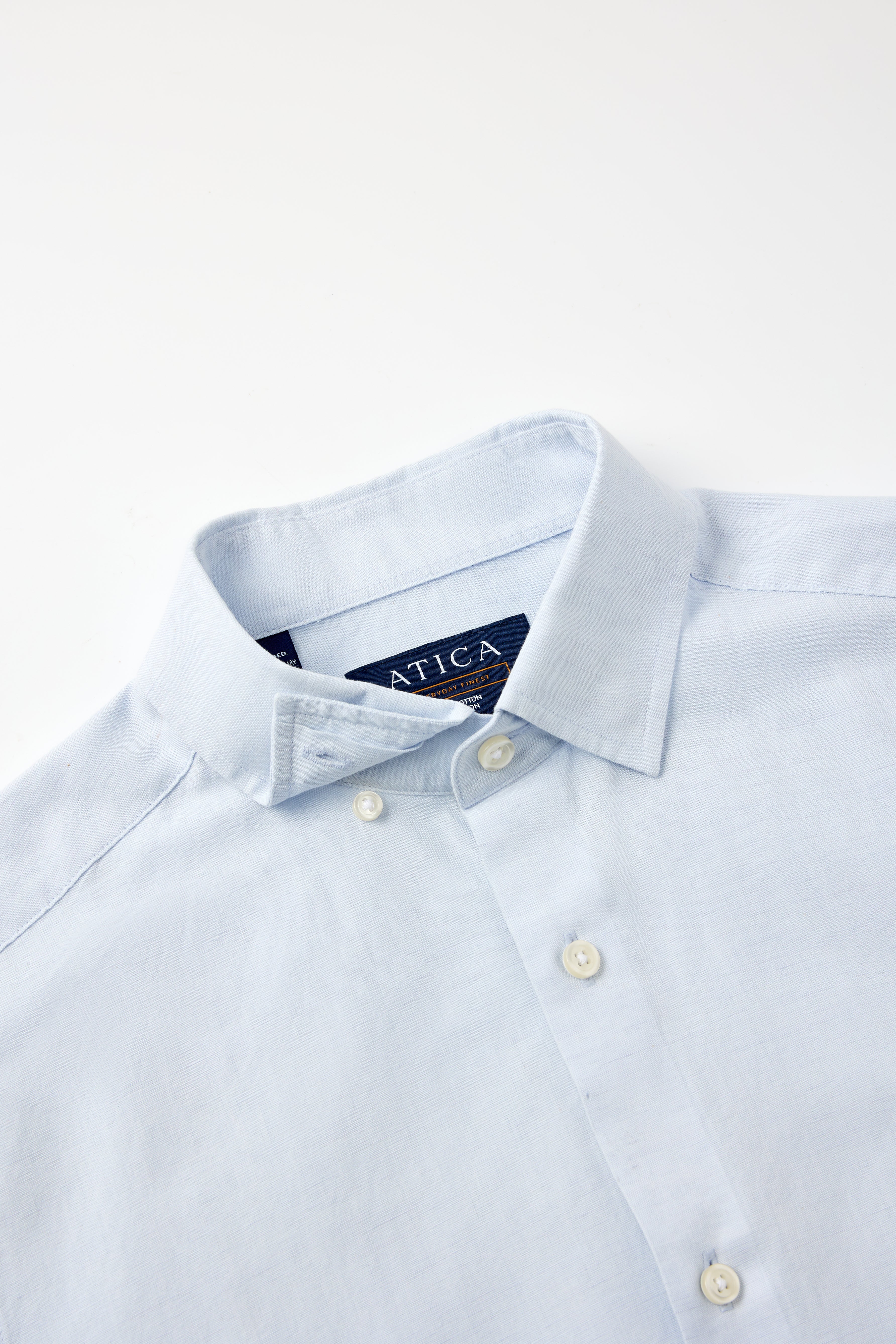 Sky Blue Short Sleeve Linen Shirt - Atica Man
