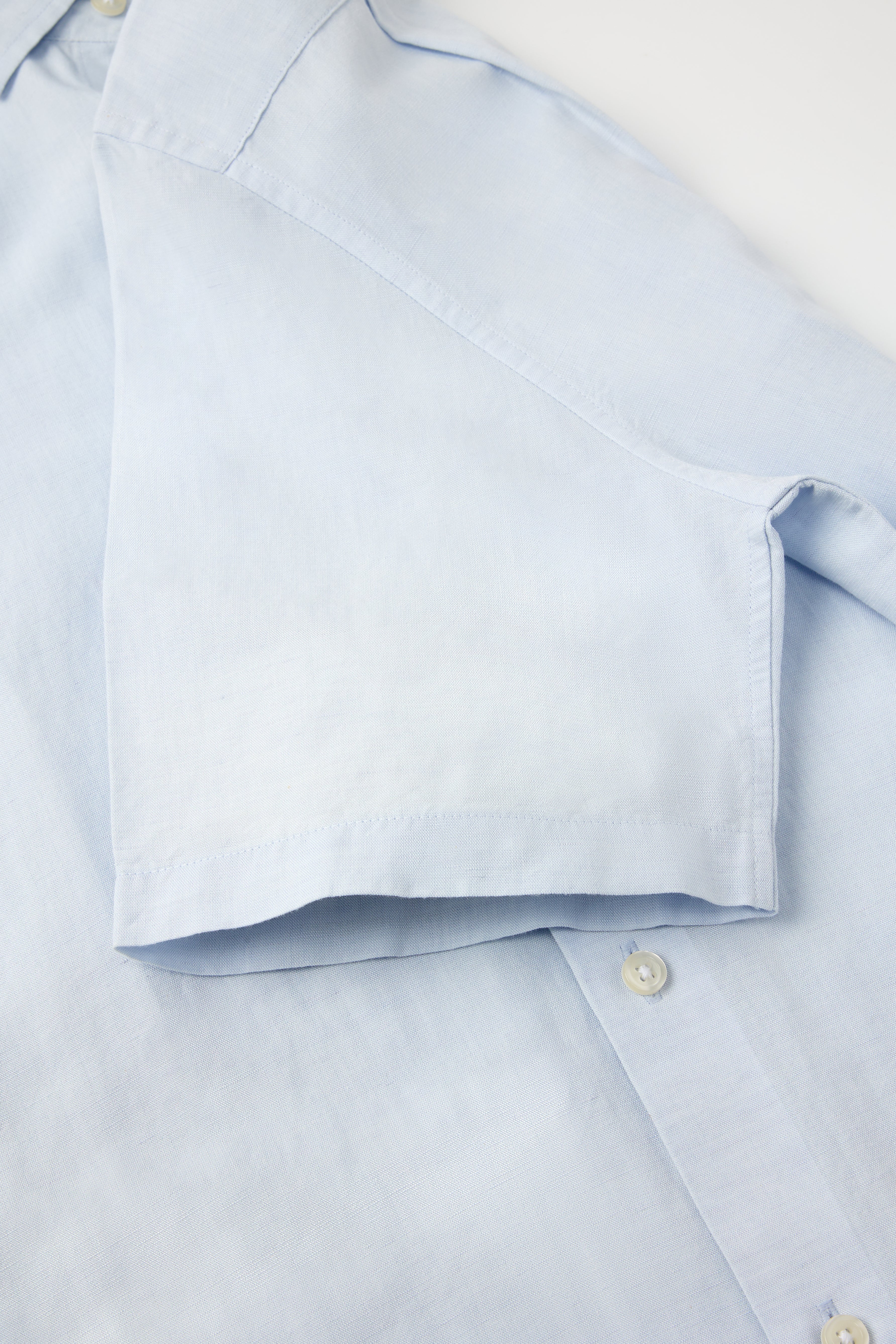Sky Blue Short Sleeve Linen Shirt - Atica Man