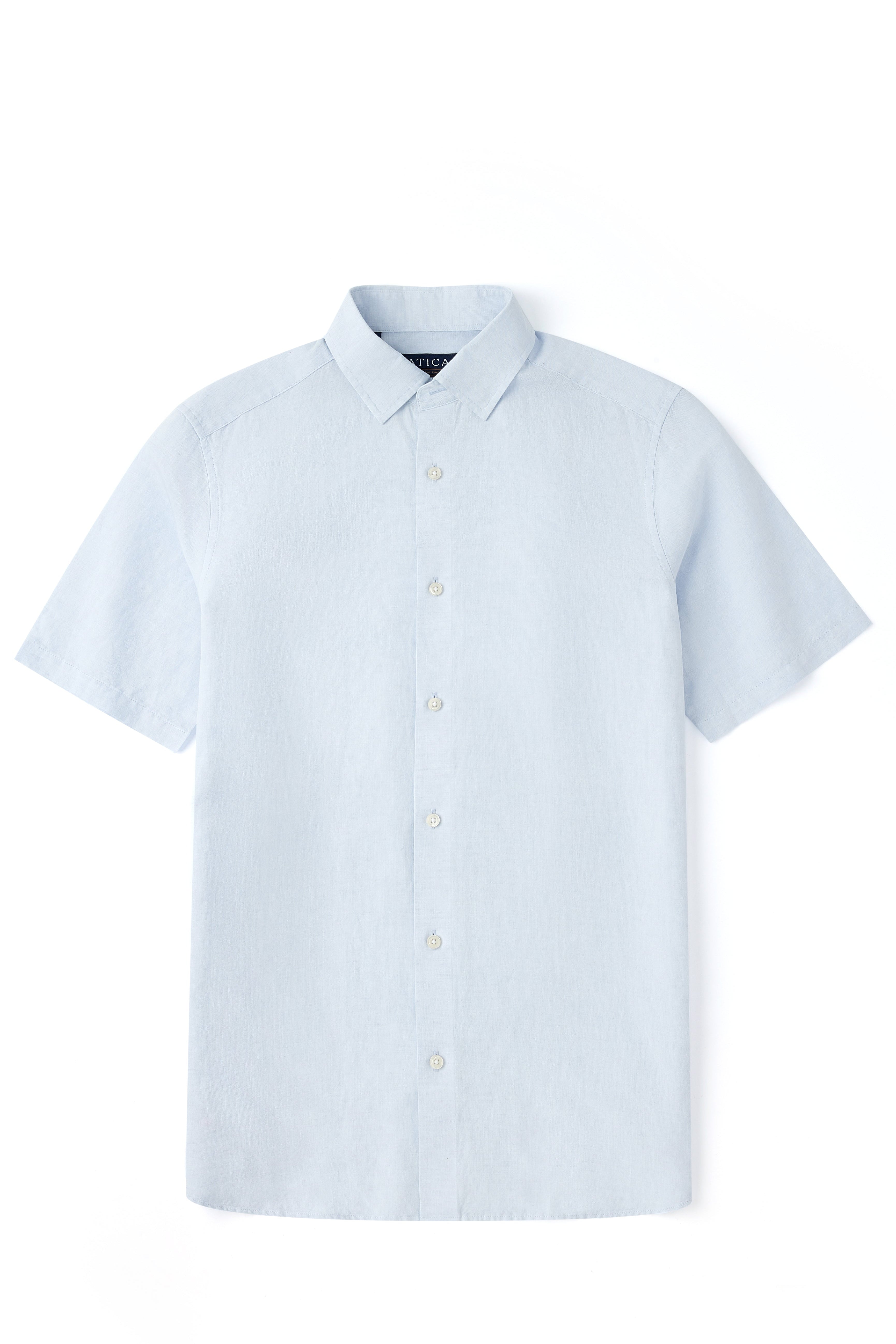Sky Blue Short Sleeve Linen Shirt - Atica Man