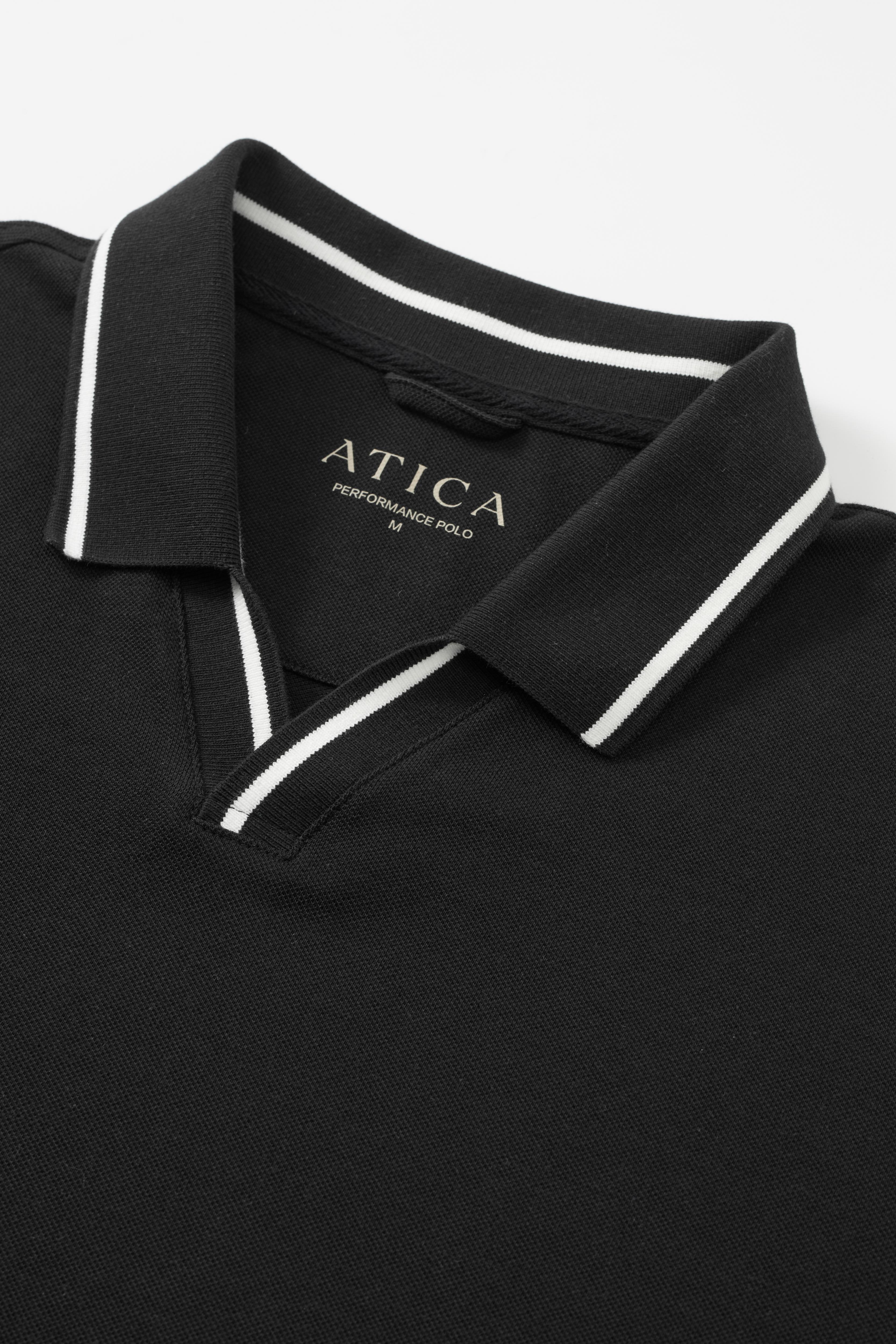 Black Buttonless Performance Polo - Atica Man