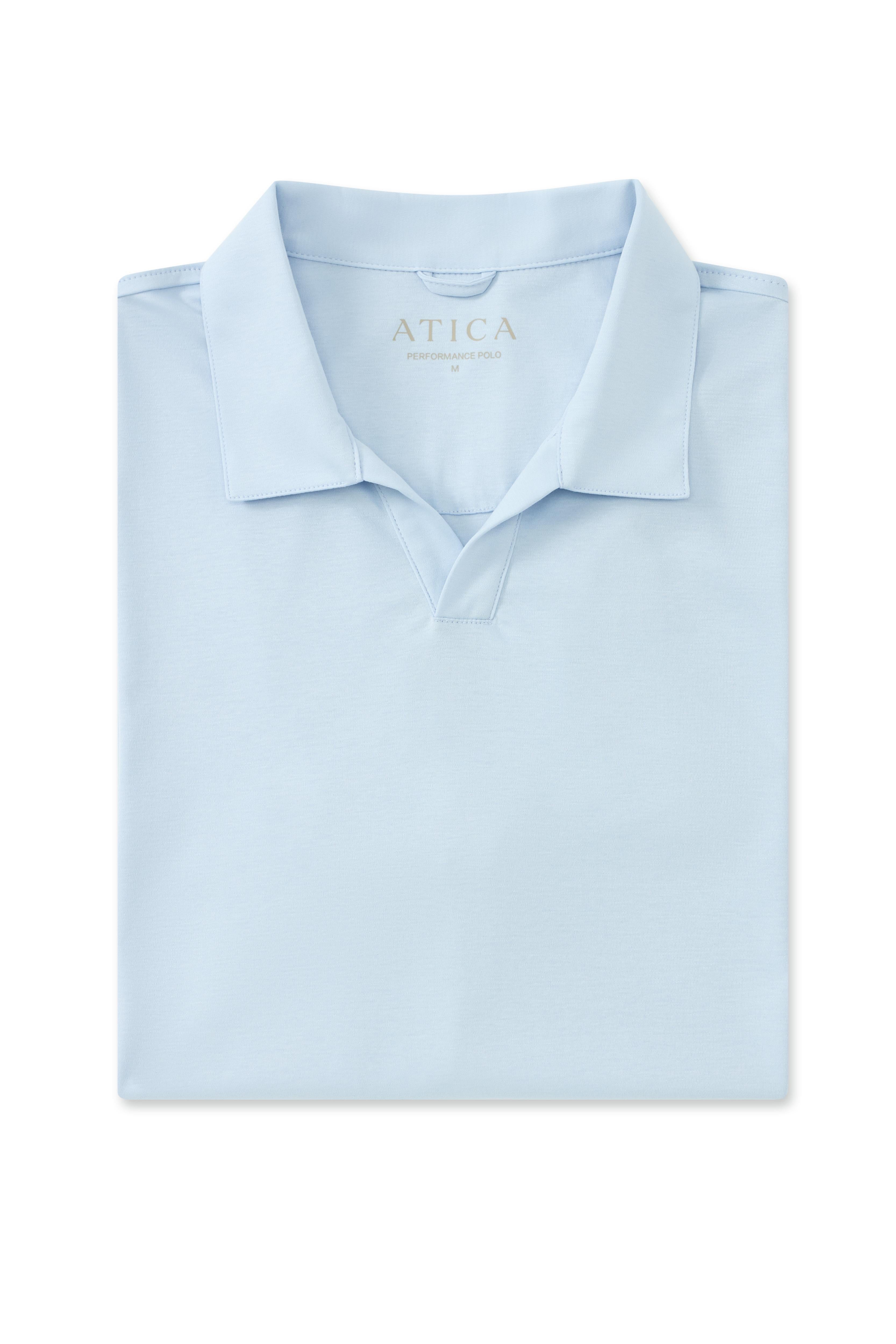 Sky Blue Buttonless Performance Polo - Atica Man