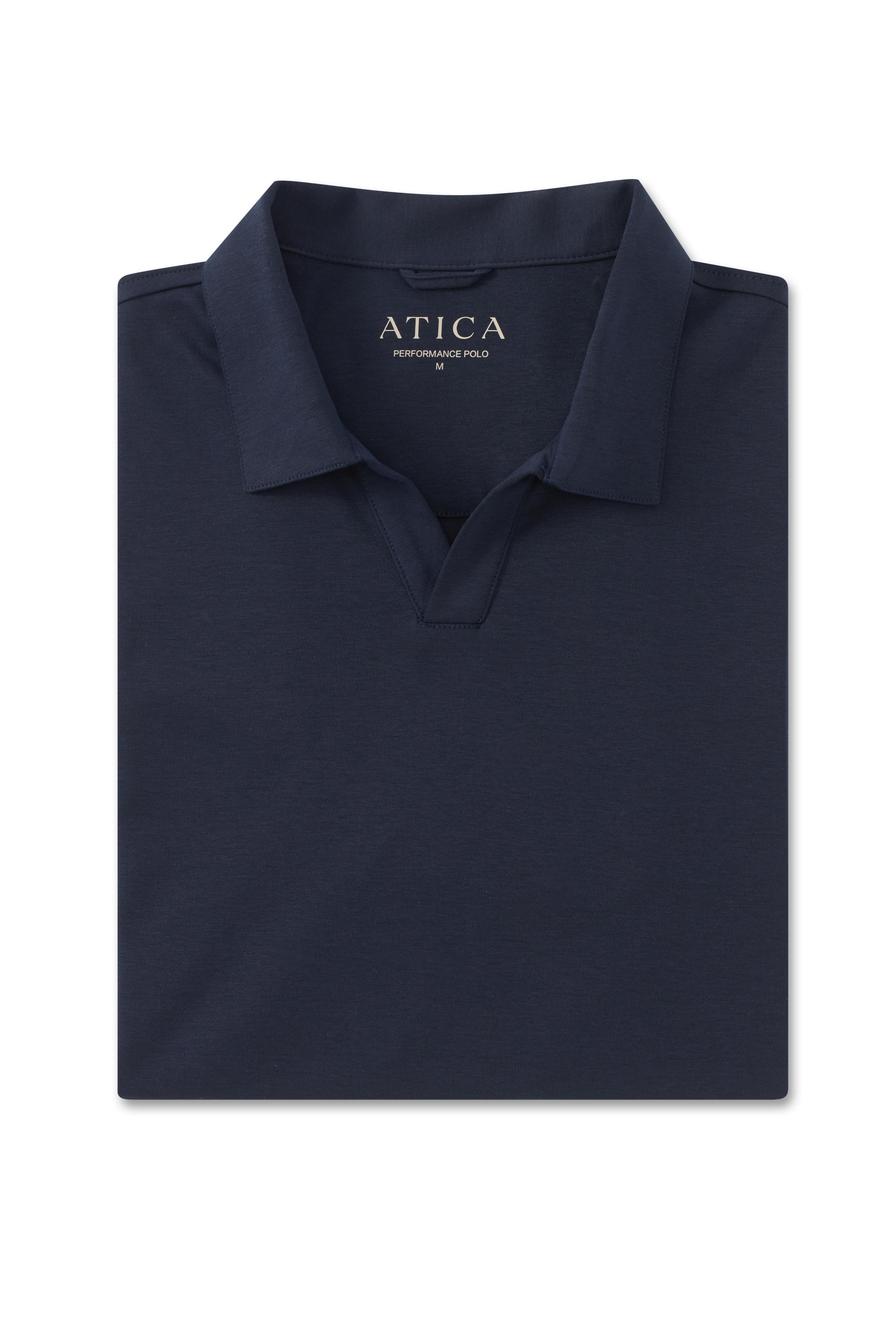 Dark Navy Buttonless Performance Polo - Atica Man