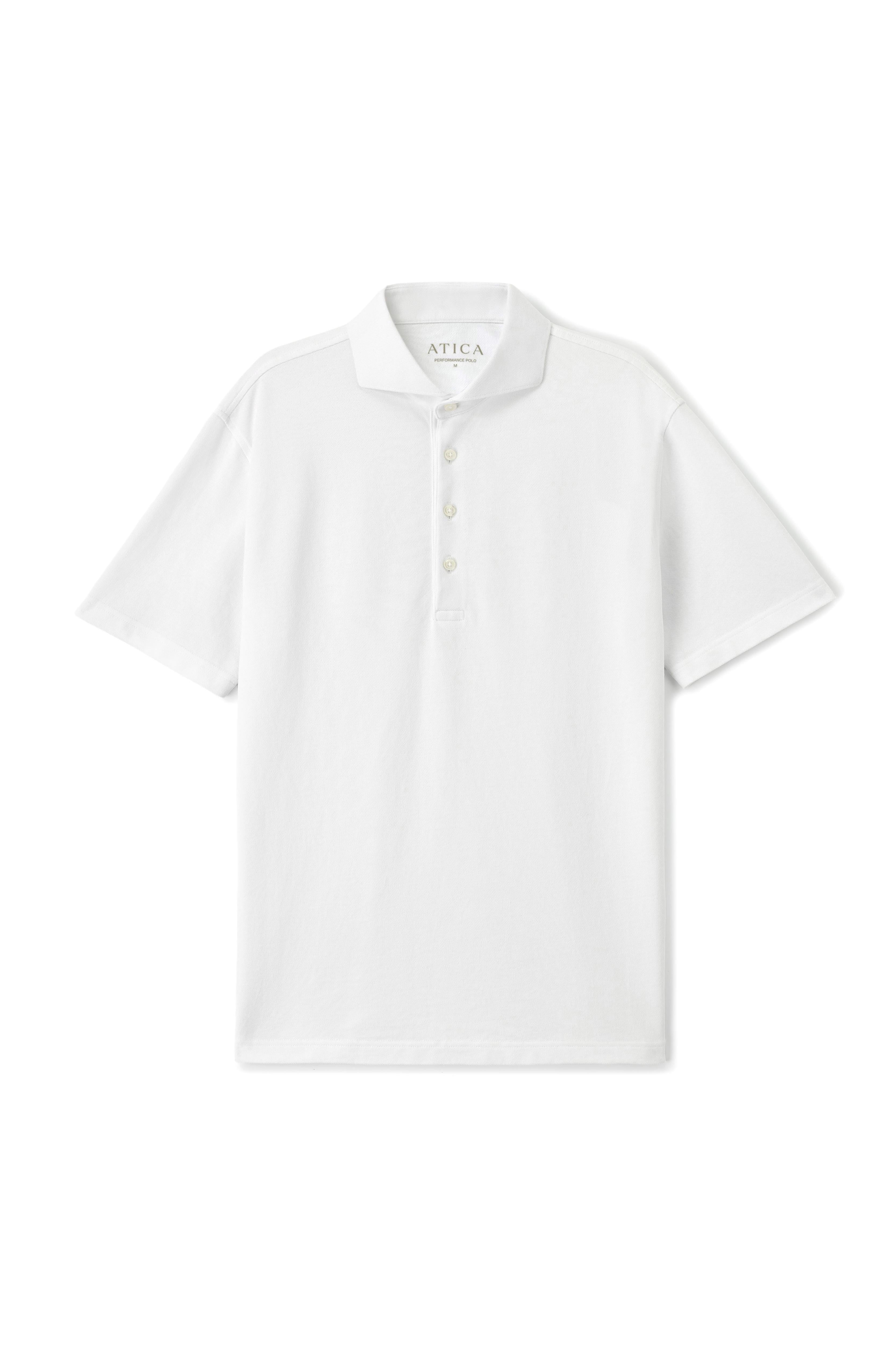 Renewed White Dress Collar Performance Short Sleeve Polo - Atica Man