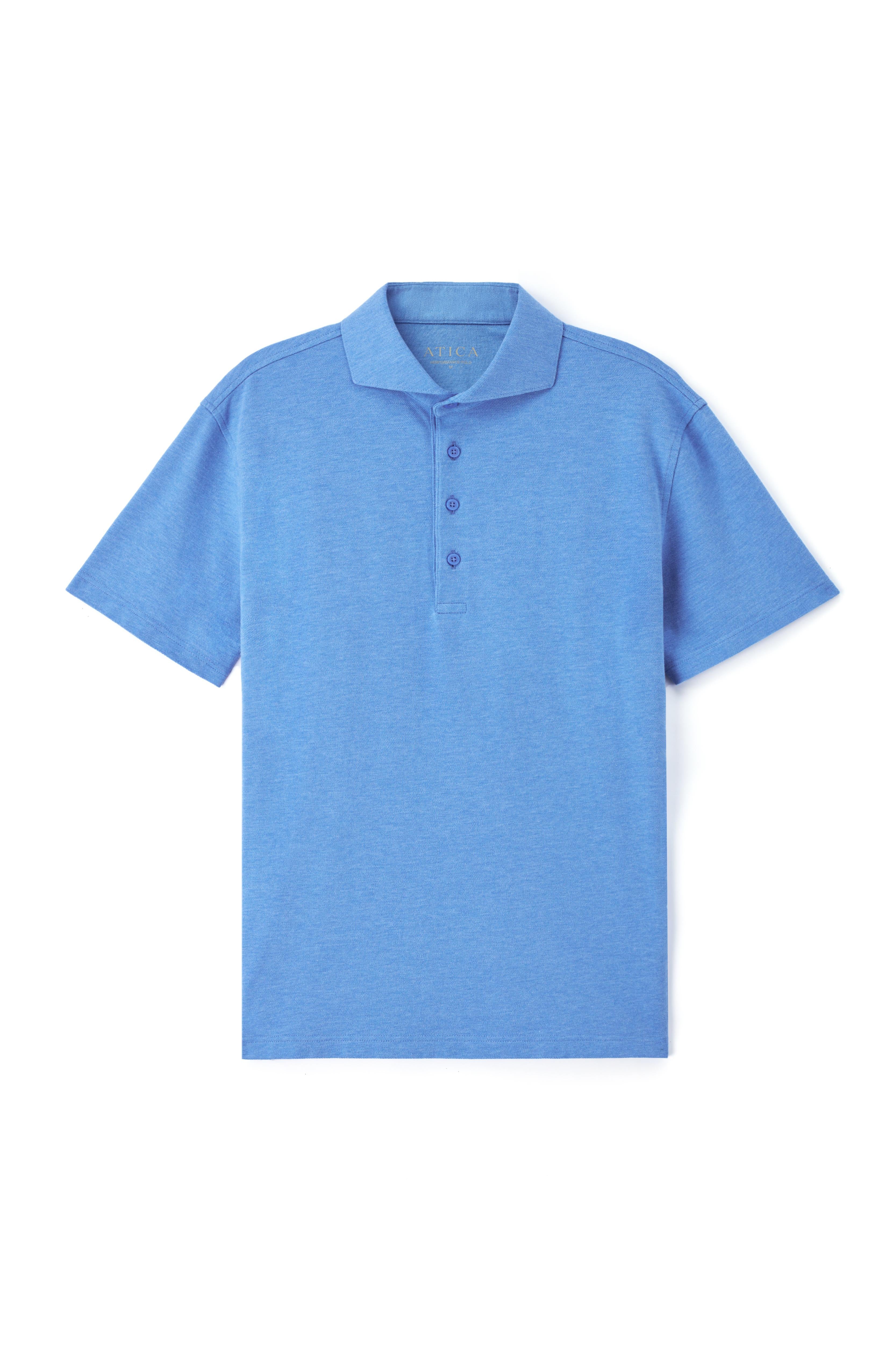 Heather Sky Blue Dress Collar Performance Polo - Atica Man