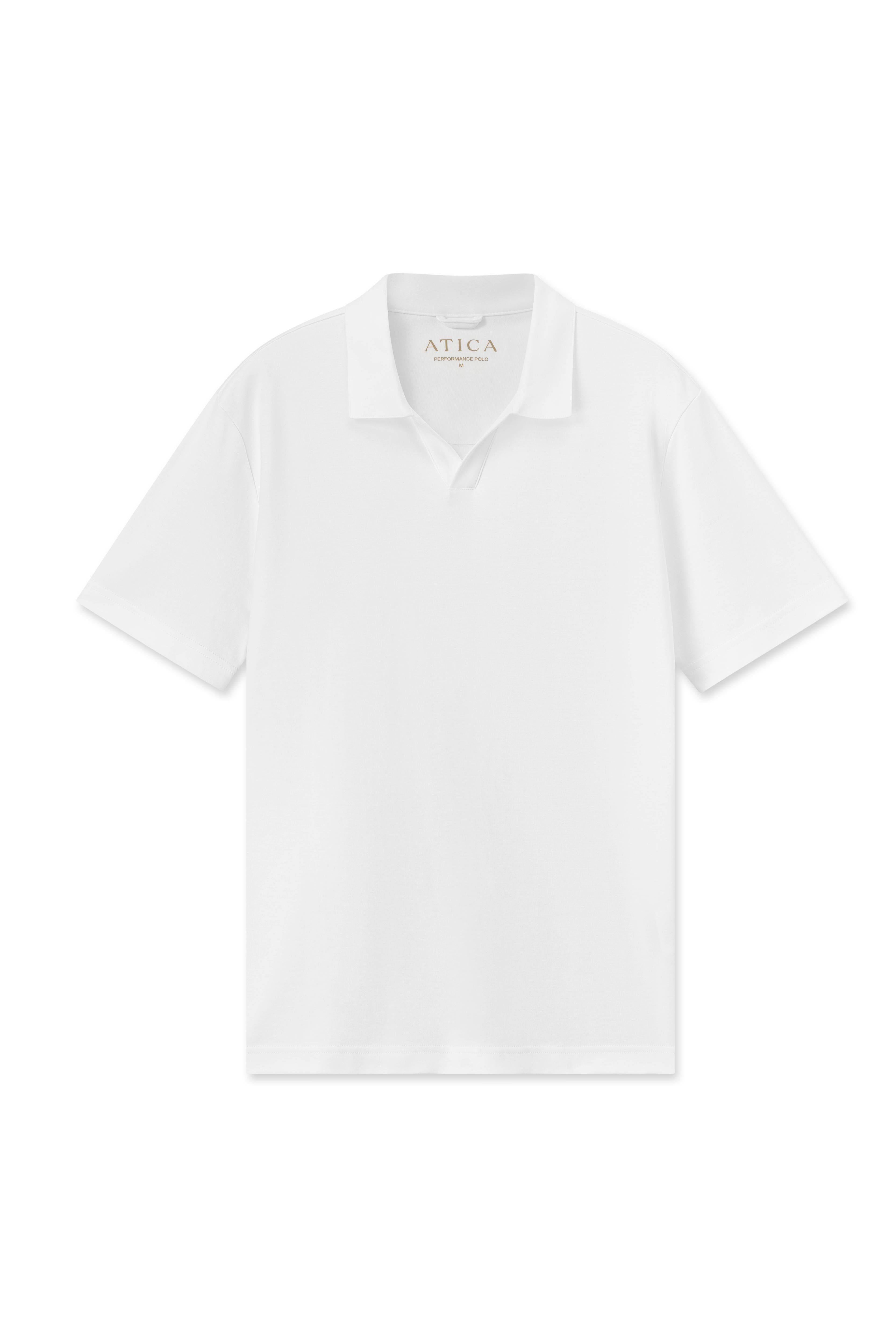 White Buttonless Performance Polo - Atica Man