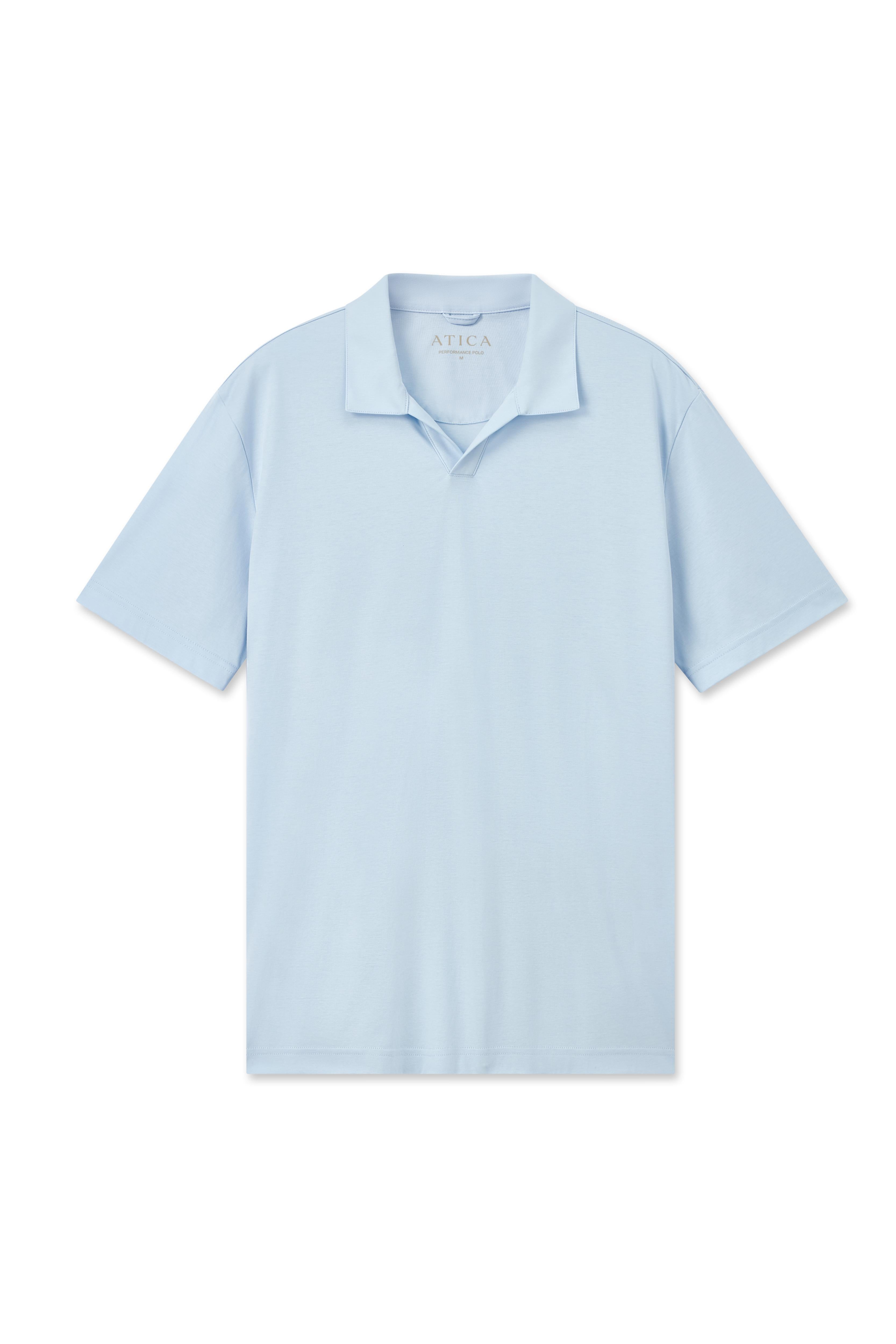 Sky Blue Buttonless Performance Polo - Atica Man