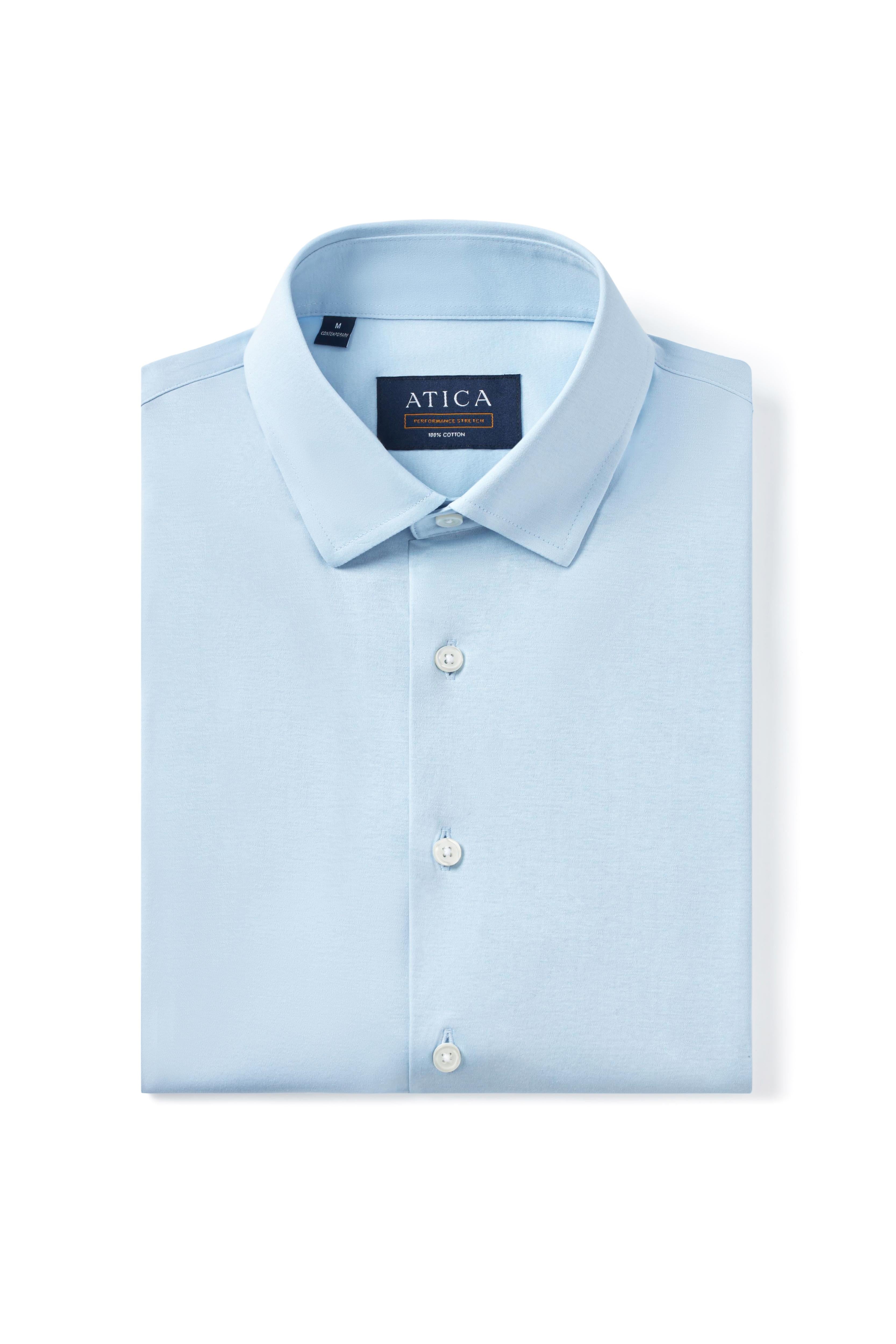 Short Sleeve Button Down Knit Shirt - Sky Blue - Atica Man