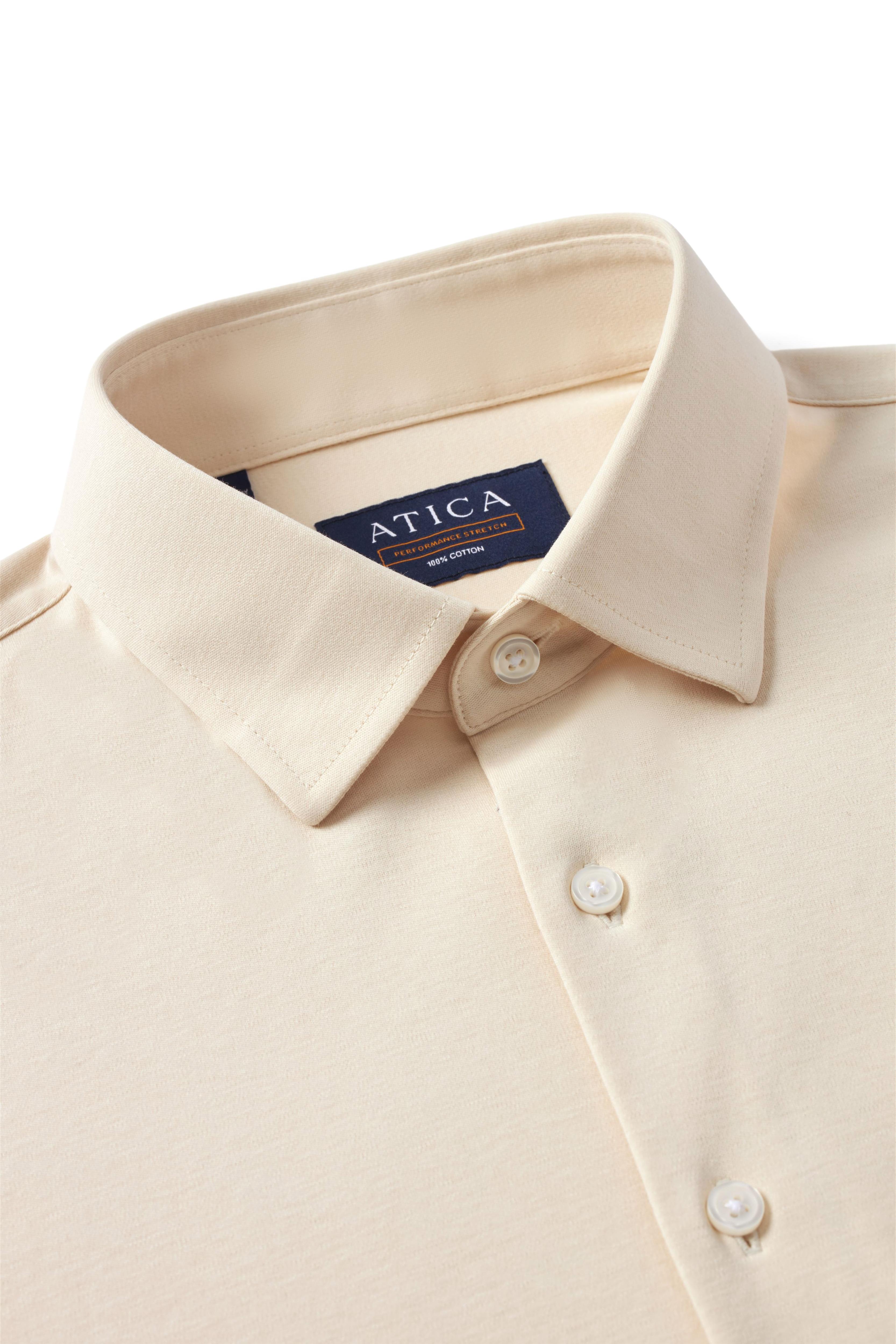 Short Sleeve Button Down Knit Shirt - Ivory - Atica Man