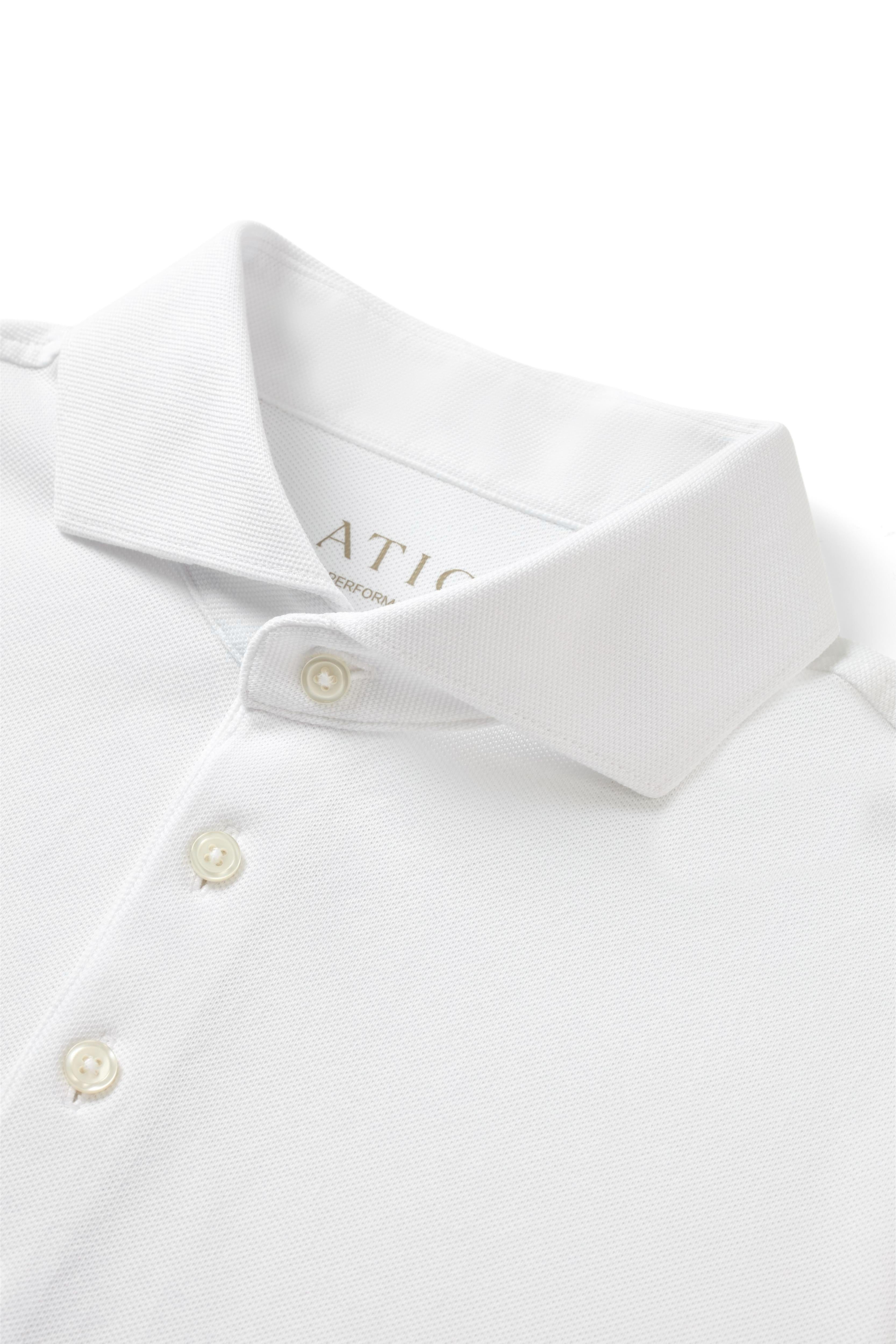 Renewed White Dress Collar Performance Short Sleeve Polo - Atica Man