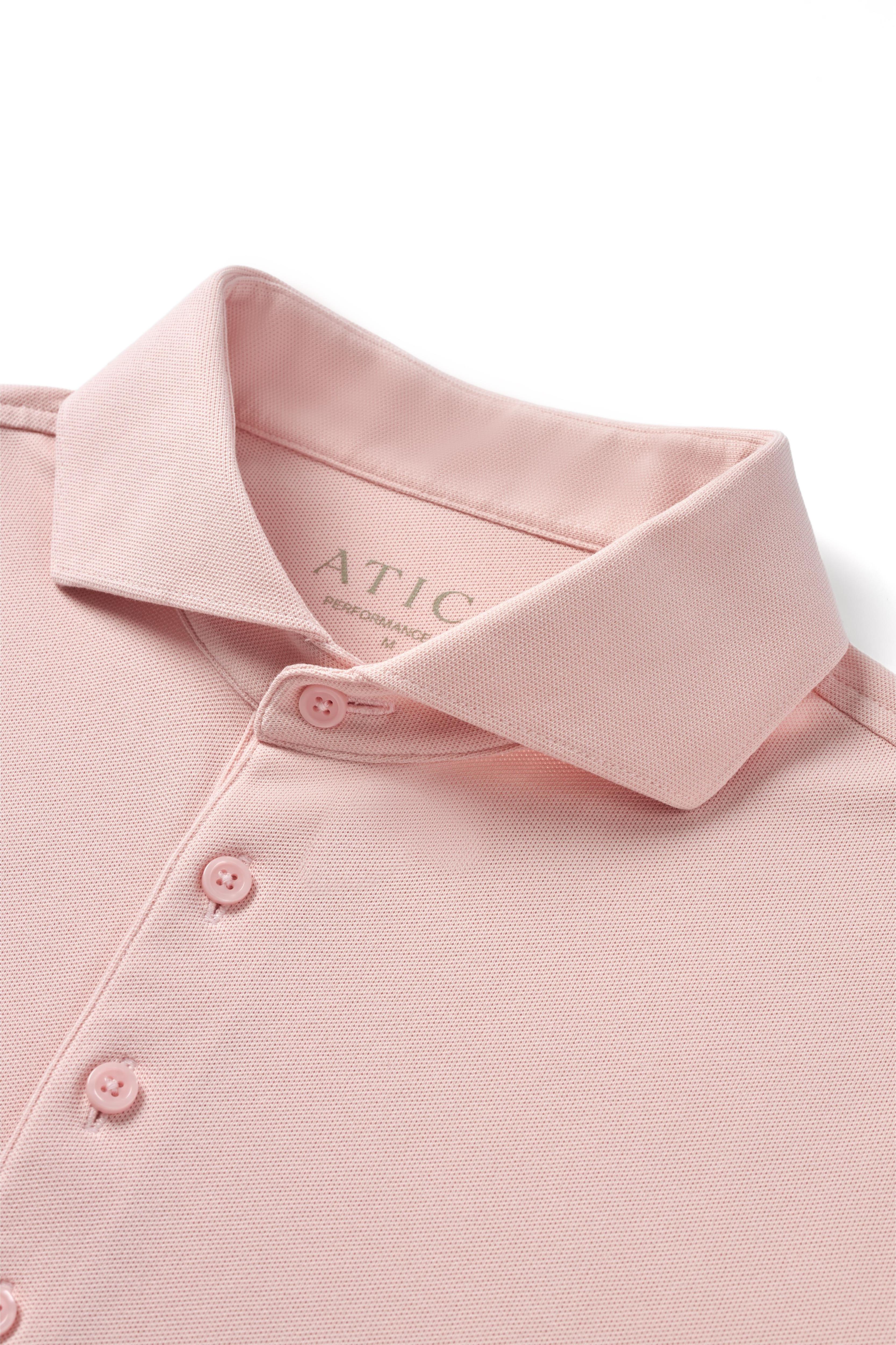 Peach Dress Collar Buttonless Polo - Atica Man