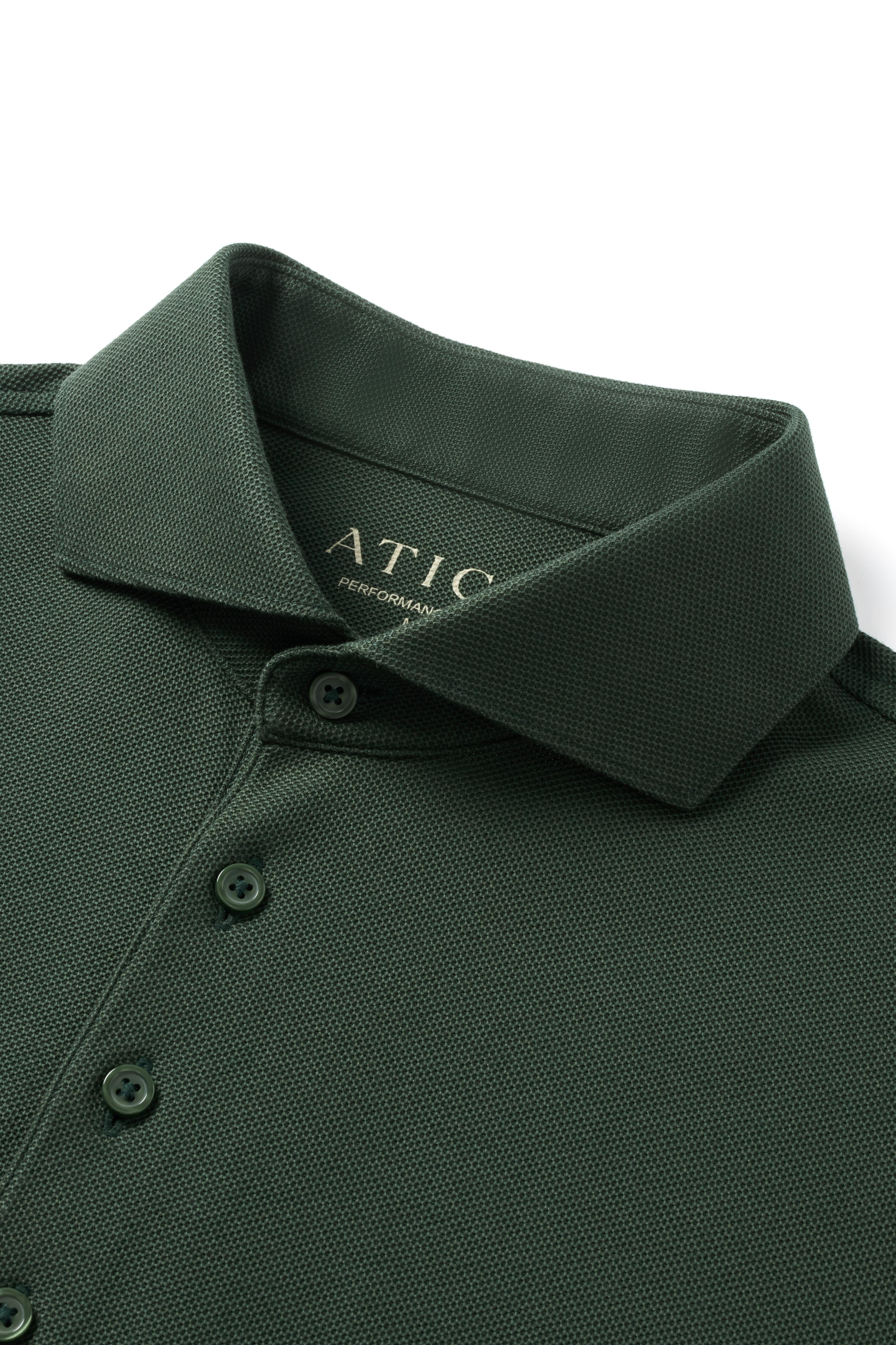 Forest Green Dress Collar Performance Polo - Atica Man