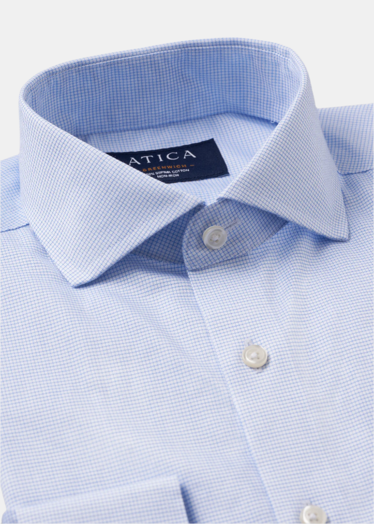 Greenwich Light Blue Grid Shirt.