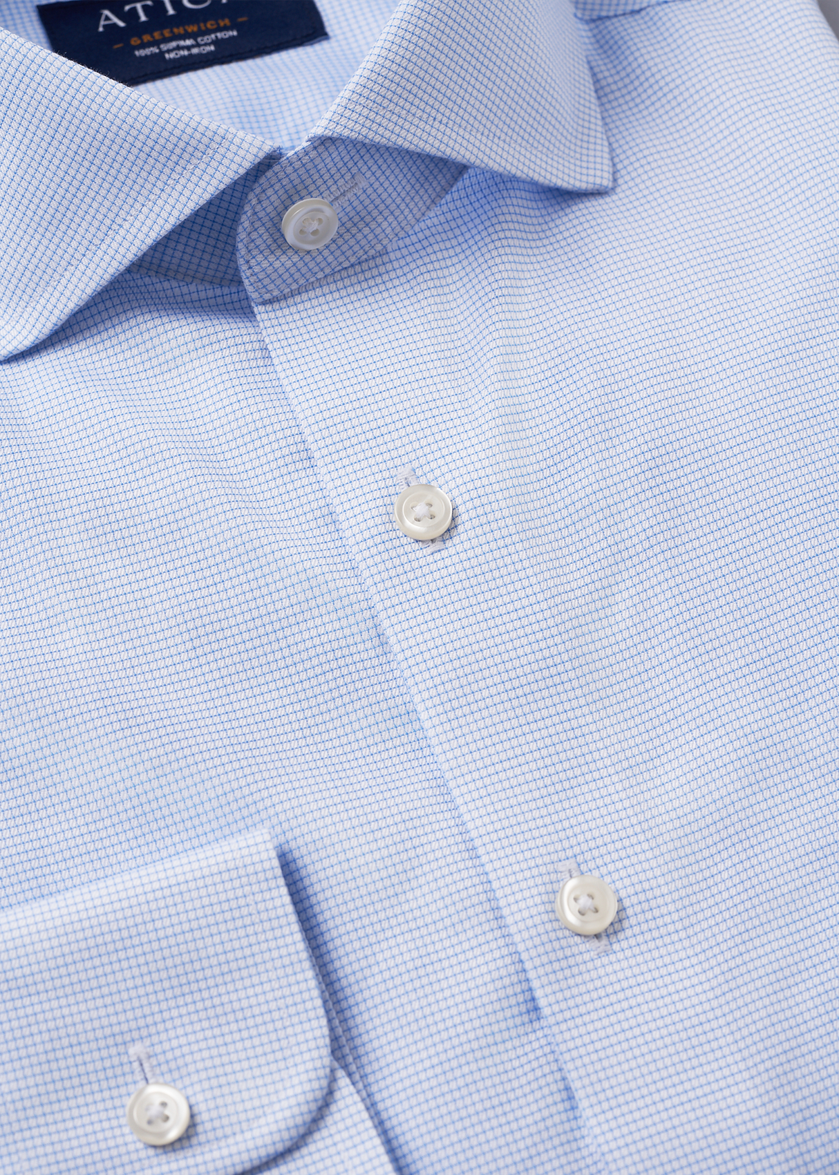 Greenwich Light Blue Grid Shirt.