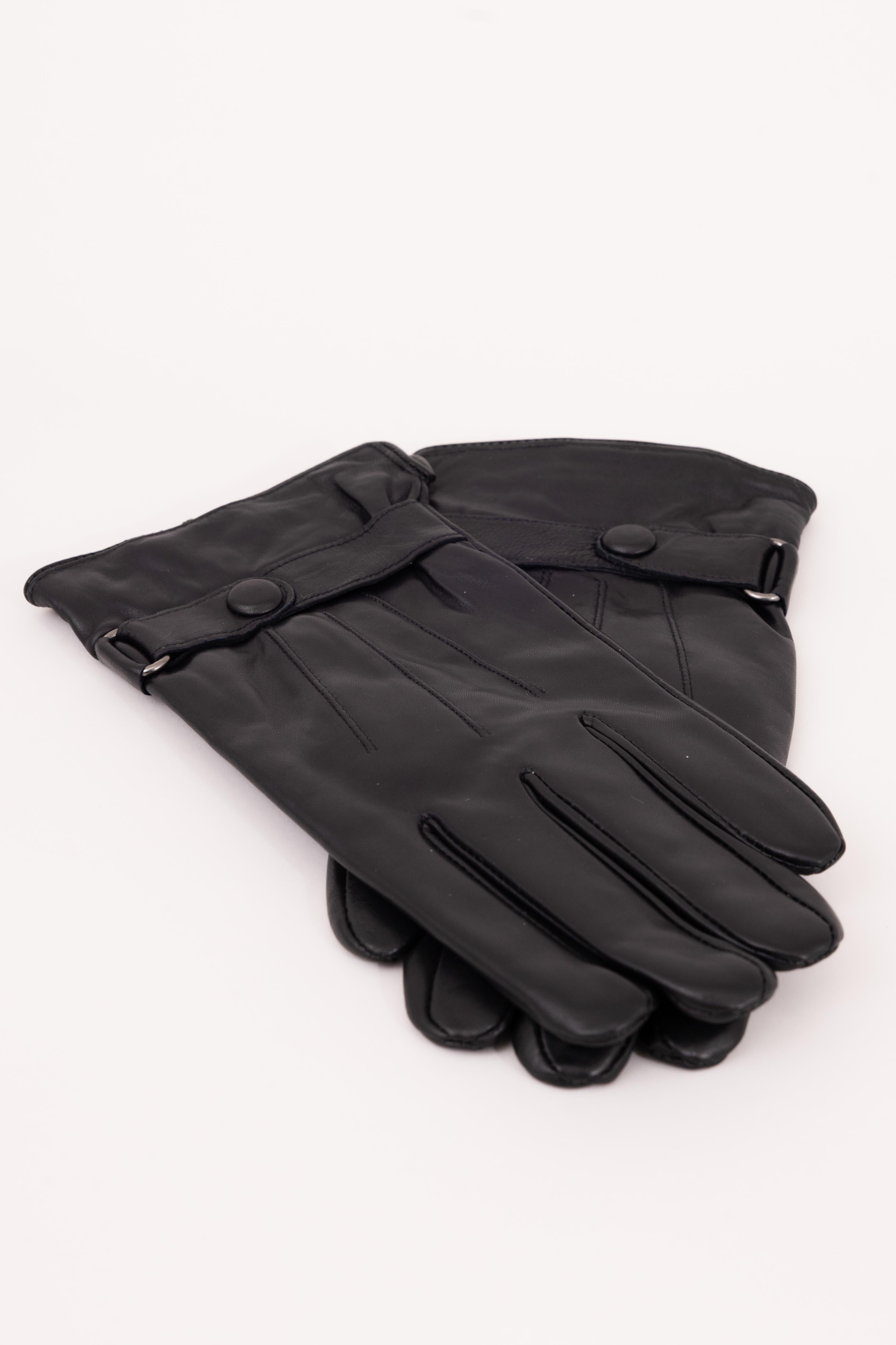Men’s Nappa Leather Wool Lined Touchscreen Gloves with Wrist Buckle