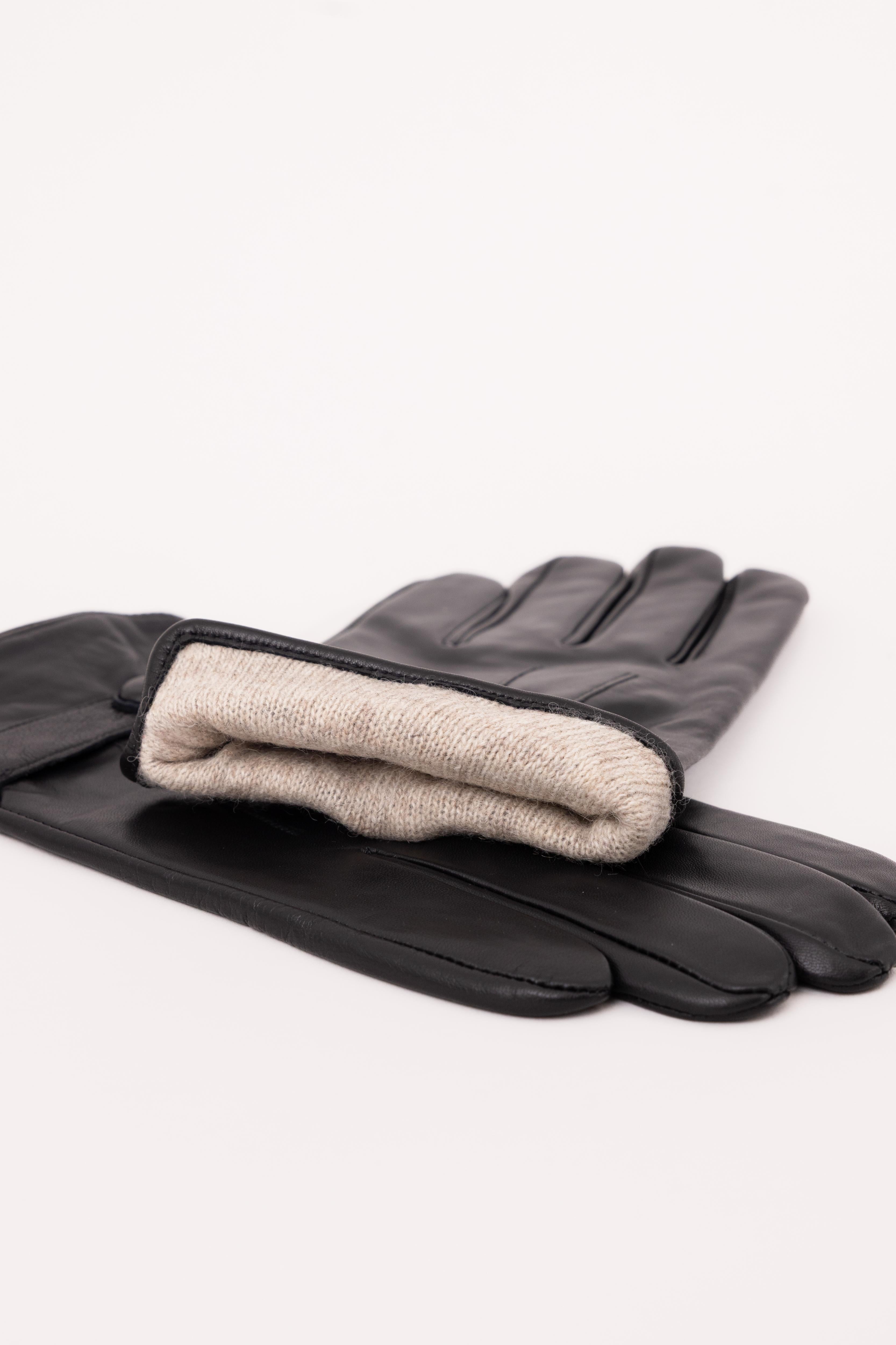 Men’s Nappa Leather Wool Lined Touchscreen Gloves with Wrist Buckle