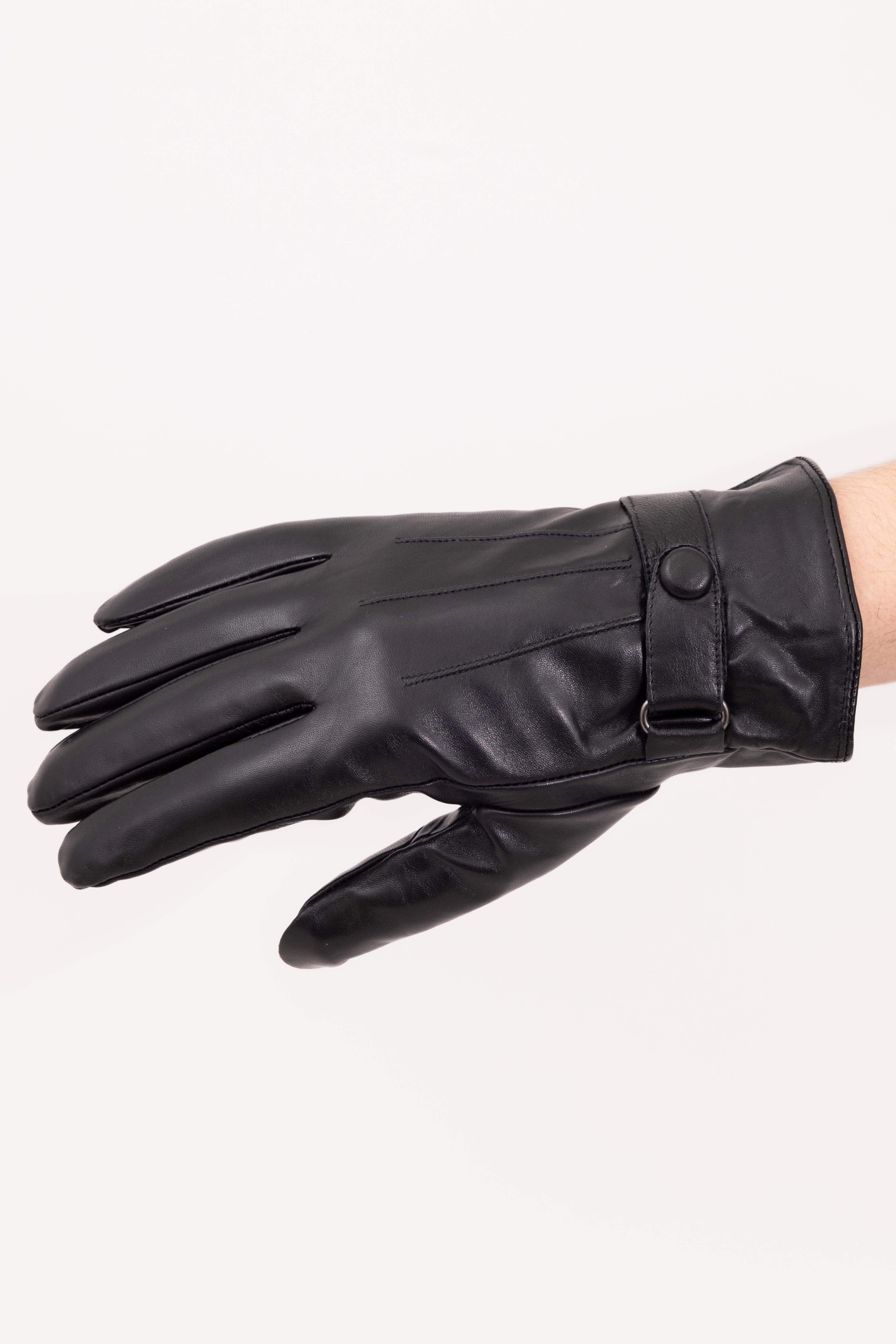 Men’s Nappa Leather Wool Lined Touchscreen Gloves with Wrist Buckle