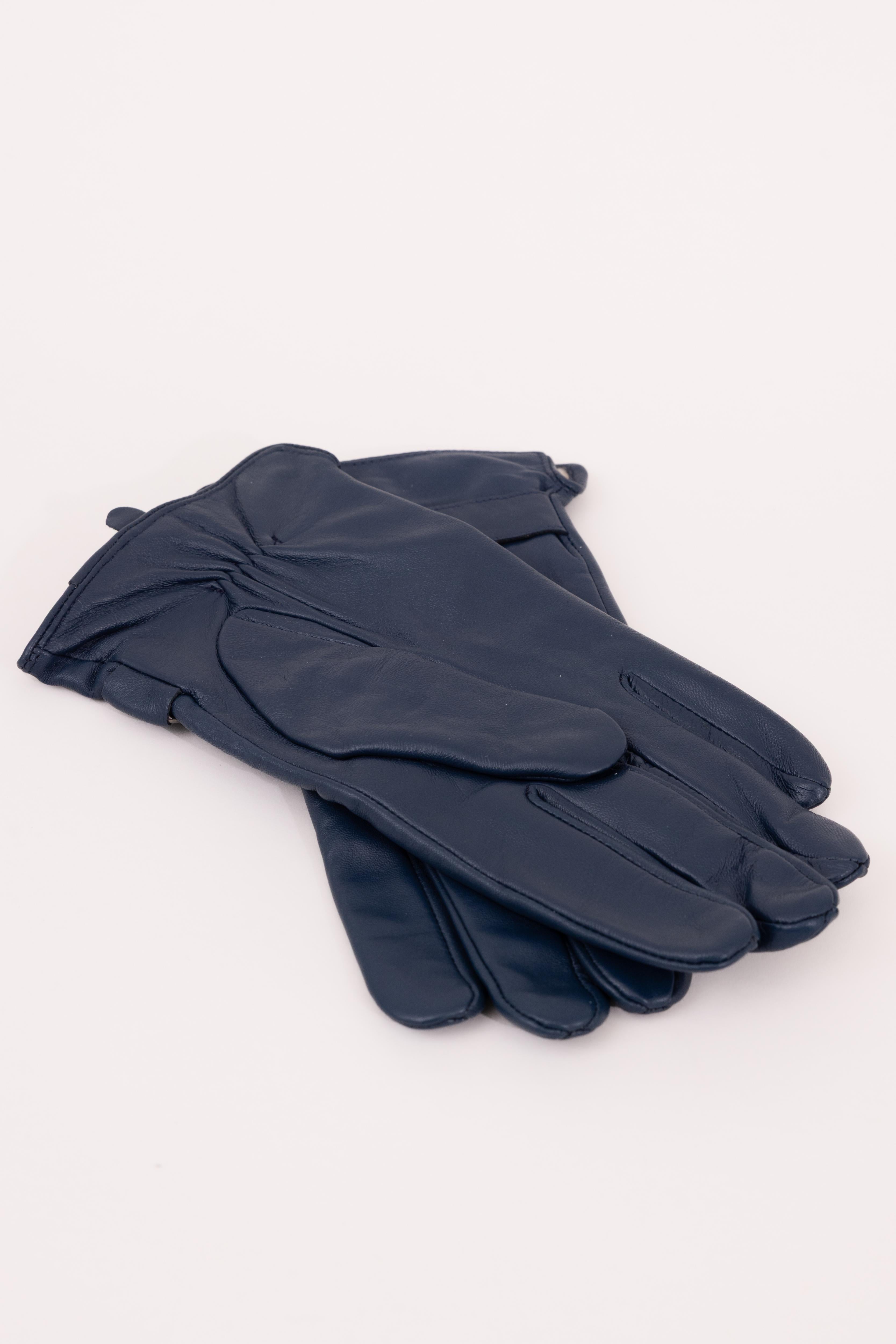 Men’s Nappa Leather Wool Lined Touchscreen Gloves with Wrist Buckle
