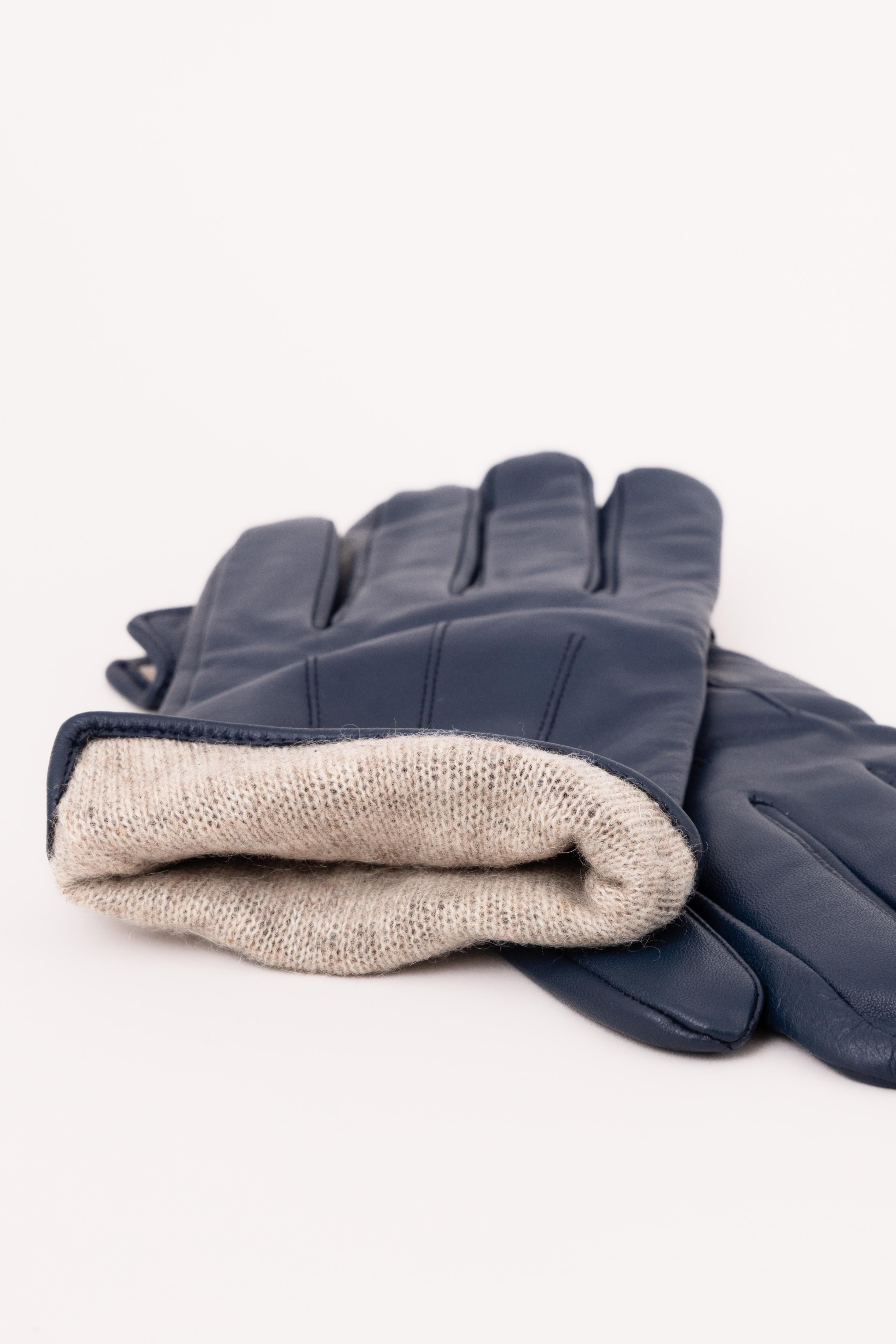 Men’s Nappa Leather Wool Lined Touchscreen Gloves with Wrist Buckle