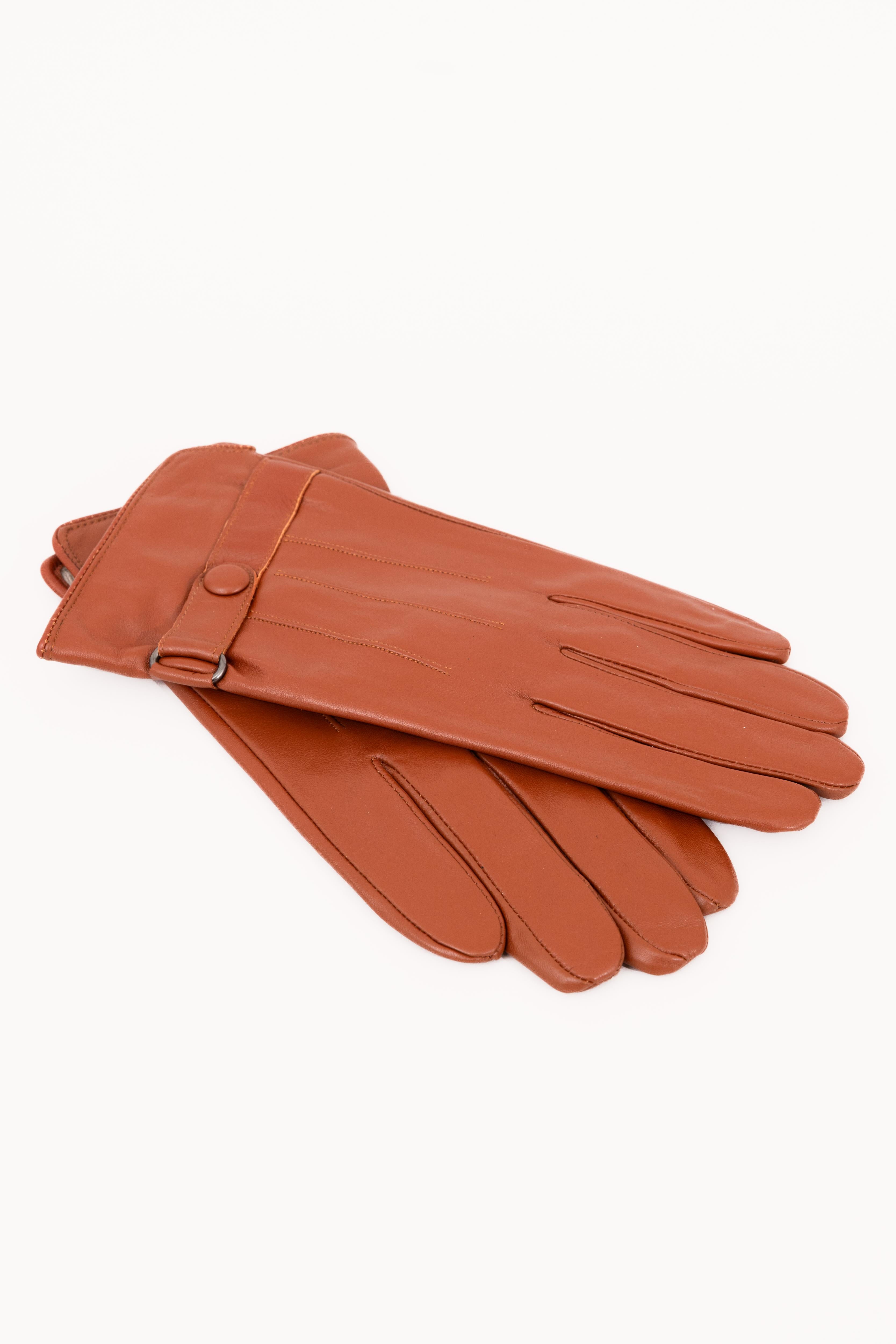 Men’s Nappa Leather Wool Lined Touchscreen Gloves with Wrist Buckle
