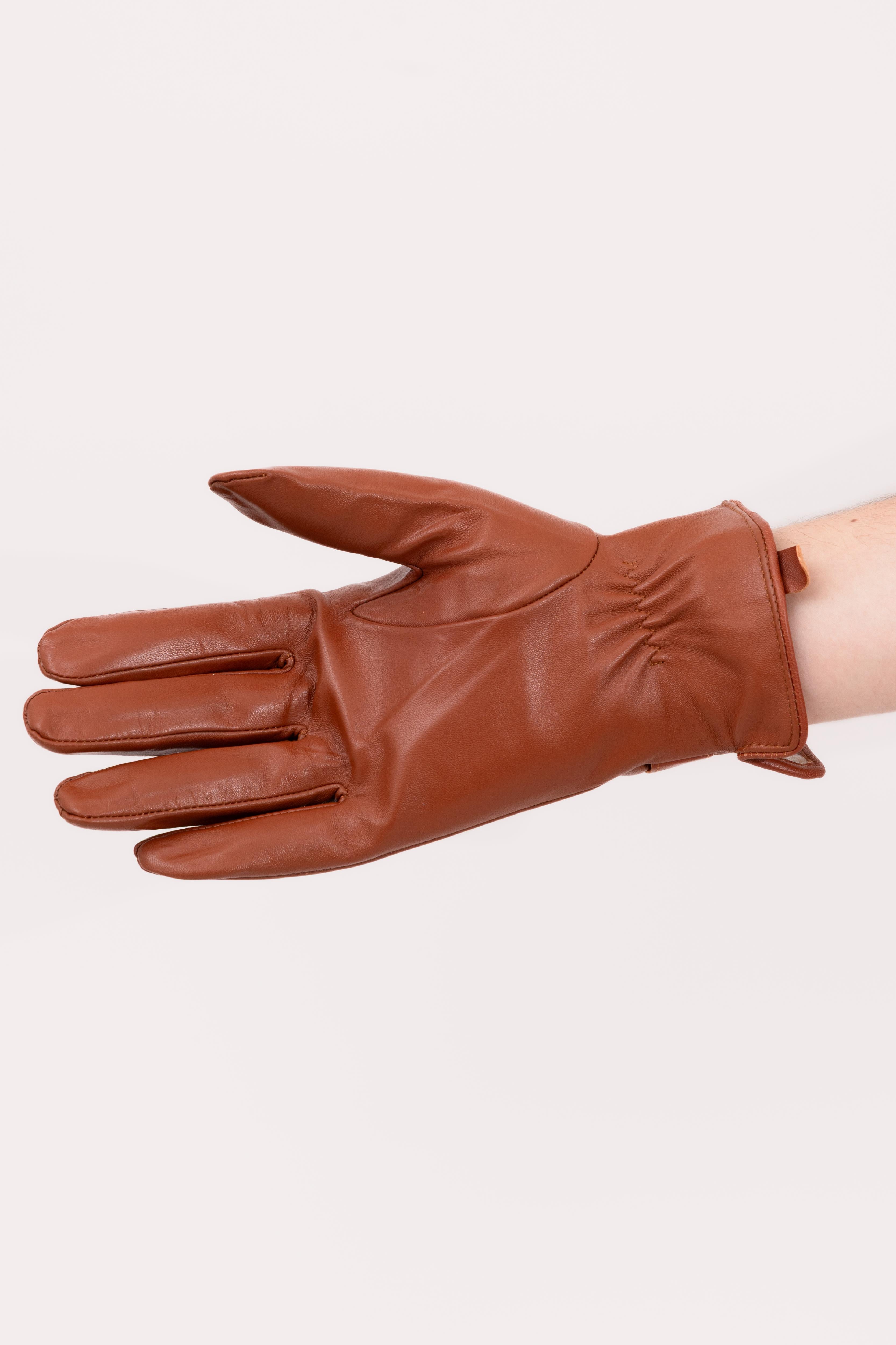 Men’s Nappa Leather Wool Lined Touchscreen Gloves with Wrist Buckle