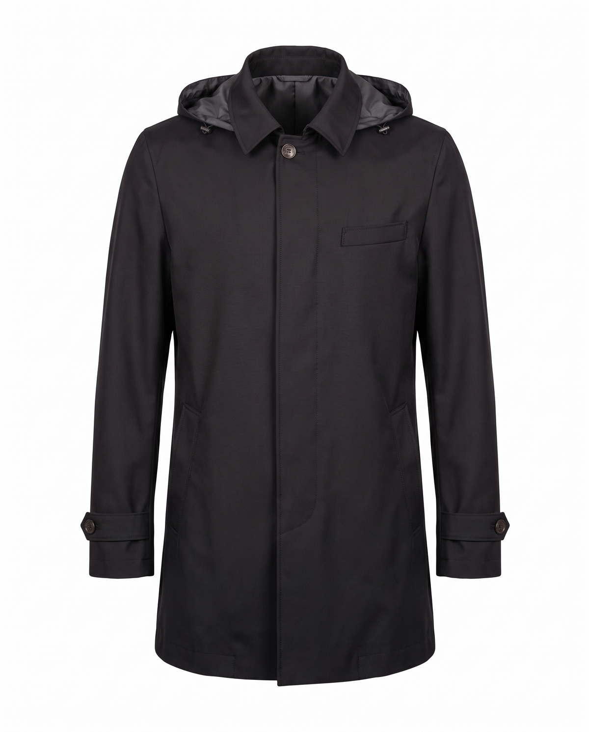 Black Wool Raincoat