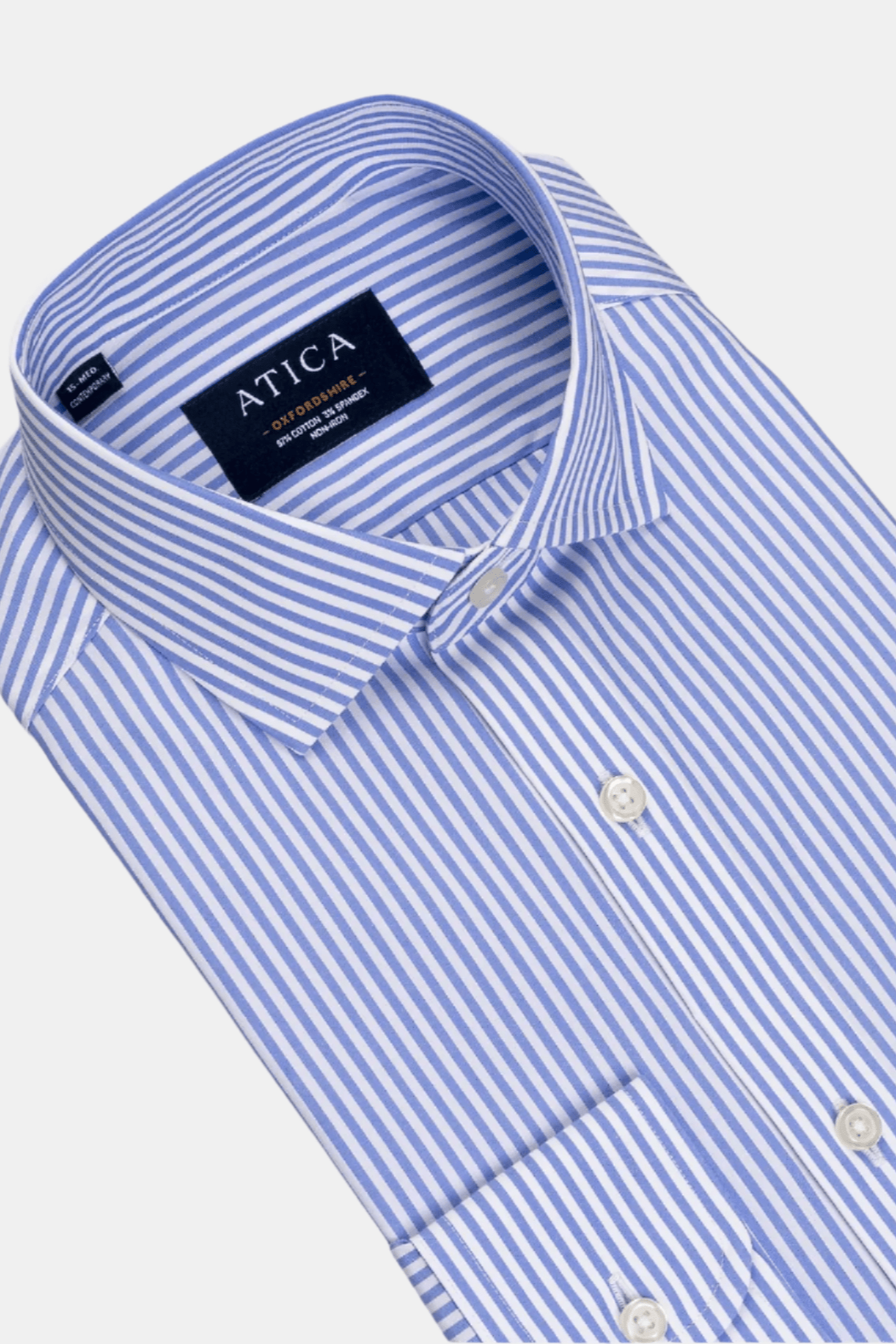 Button-Down Non-Iron Oxford Stripe Shirt - Blue - Designed for long-lasting wear. Non-iron, extra durability