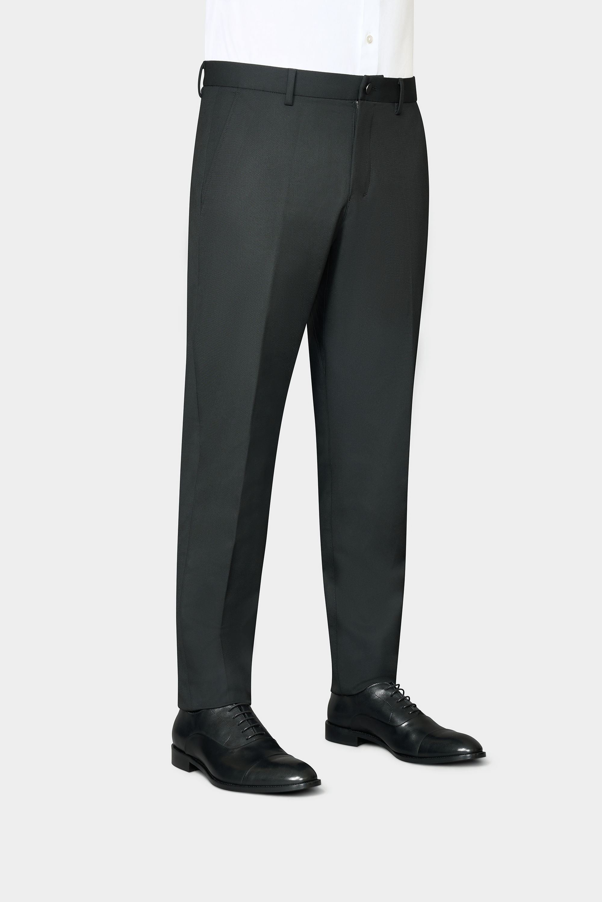 Charcoal dress pants crafted from Yarn-dyed Cotton Herringbone Fabric for a refined look and lasting durability
