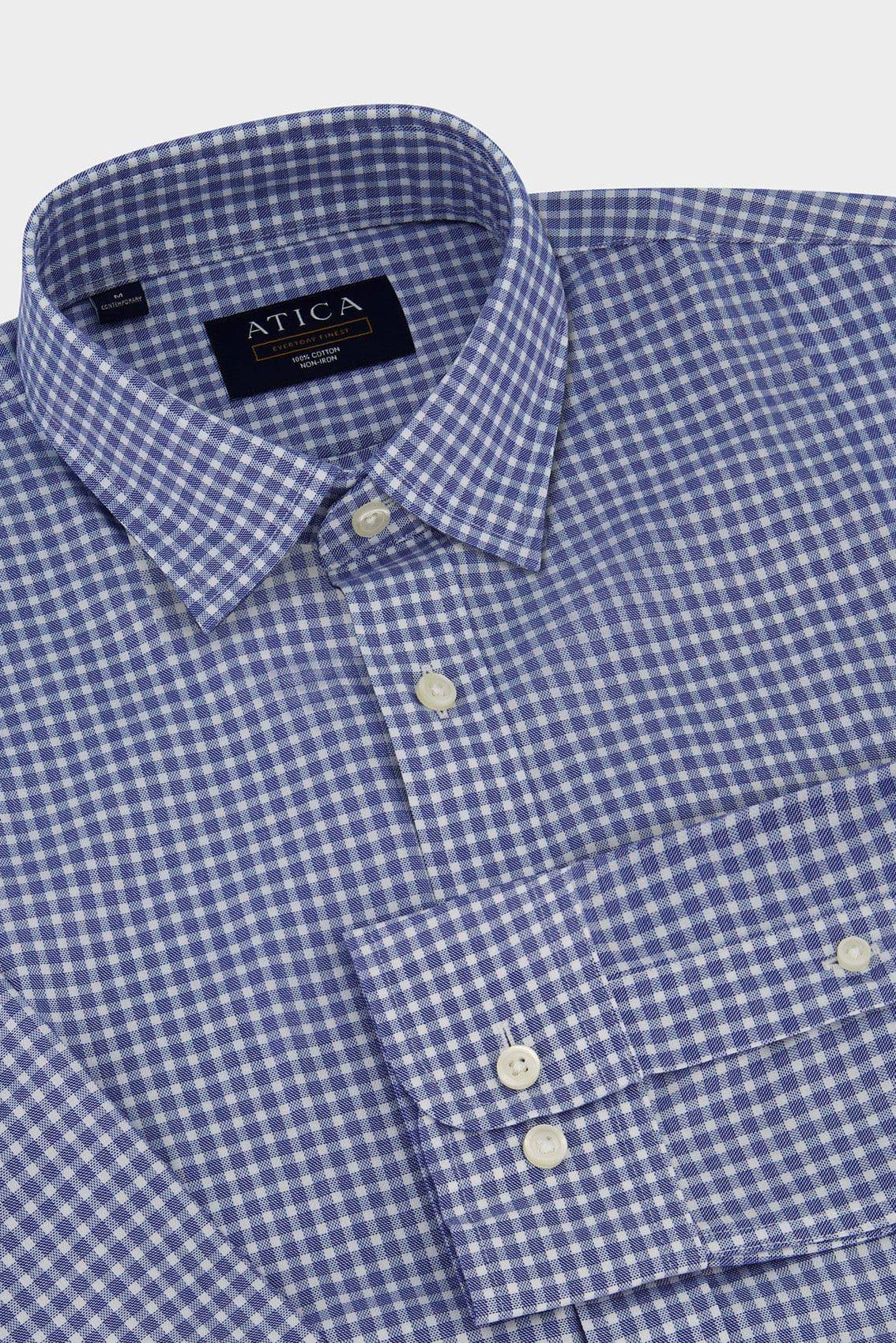 Everyday Blue Gingham Casual Shirt – Non-Iron, Wrinkle-Resistant, Breathable Cotton
