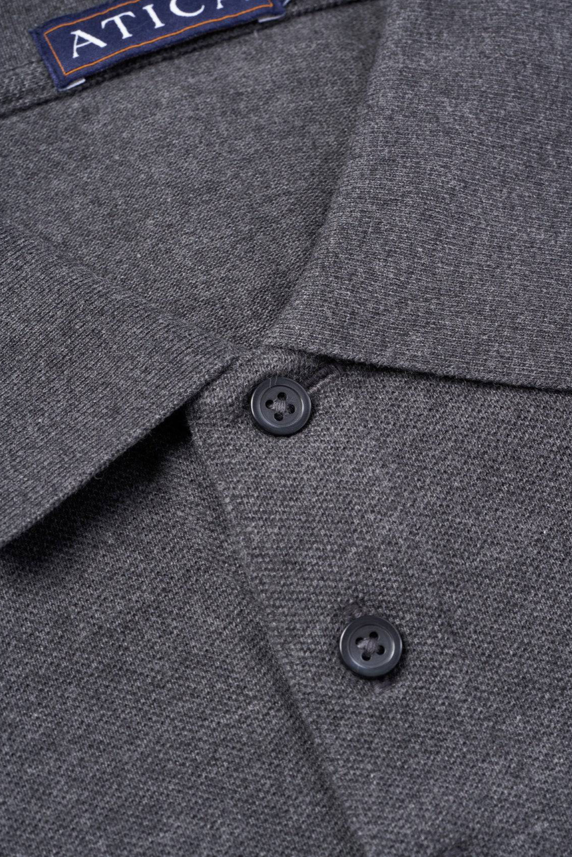 Men's Dark Grey Polo Shirt. Made from 100% breathable American Cotton, wrinkle free