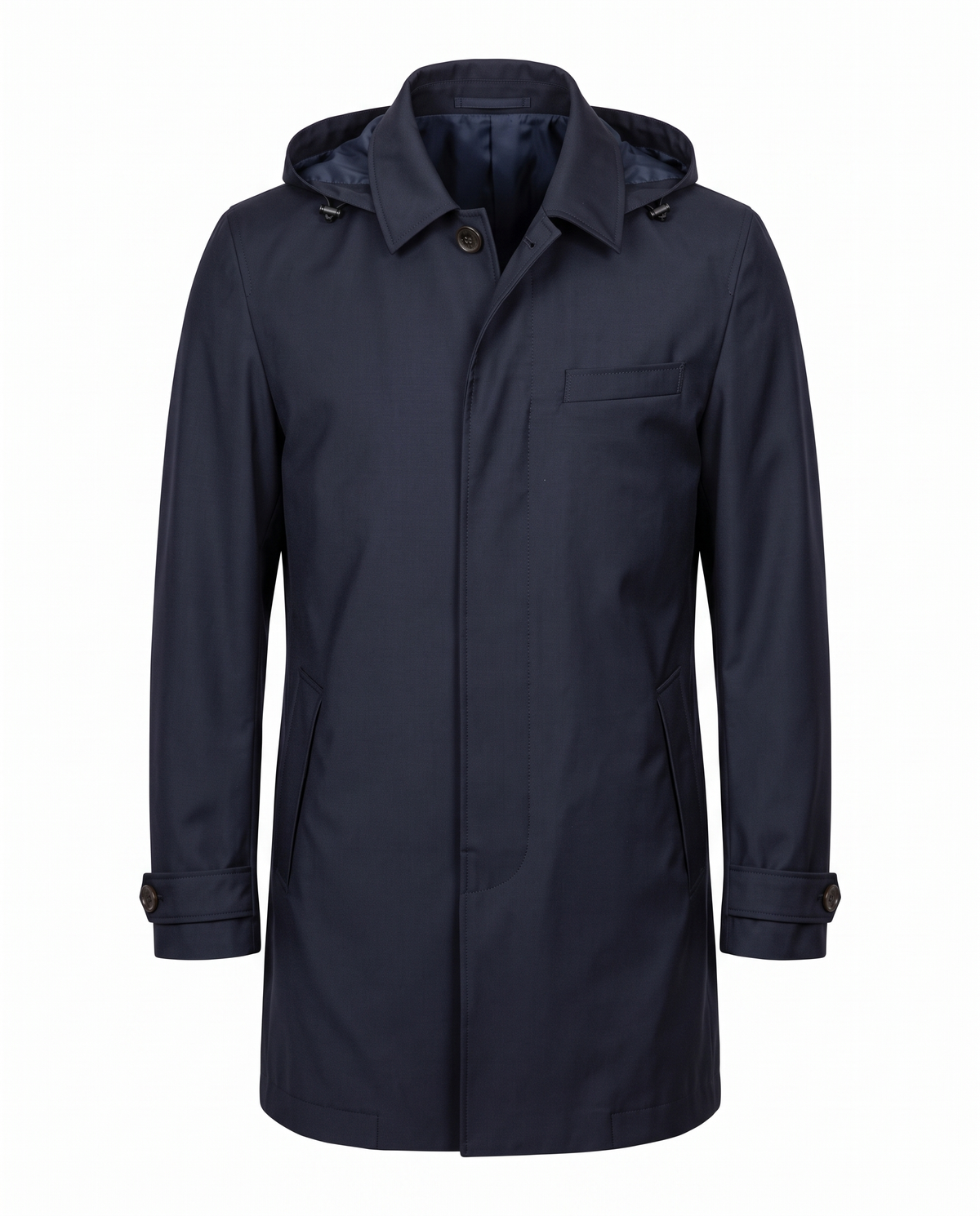 Navy Wool Raincoat