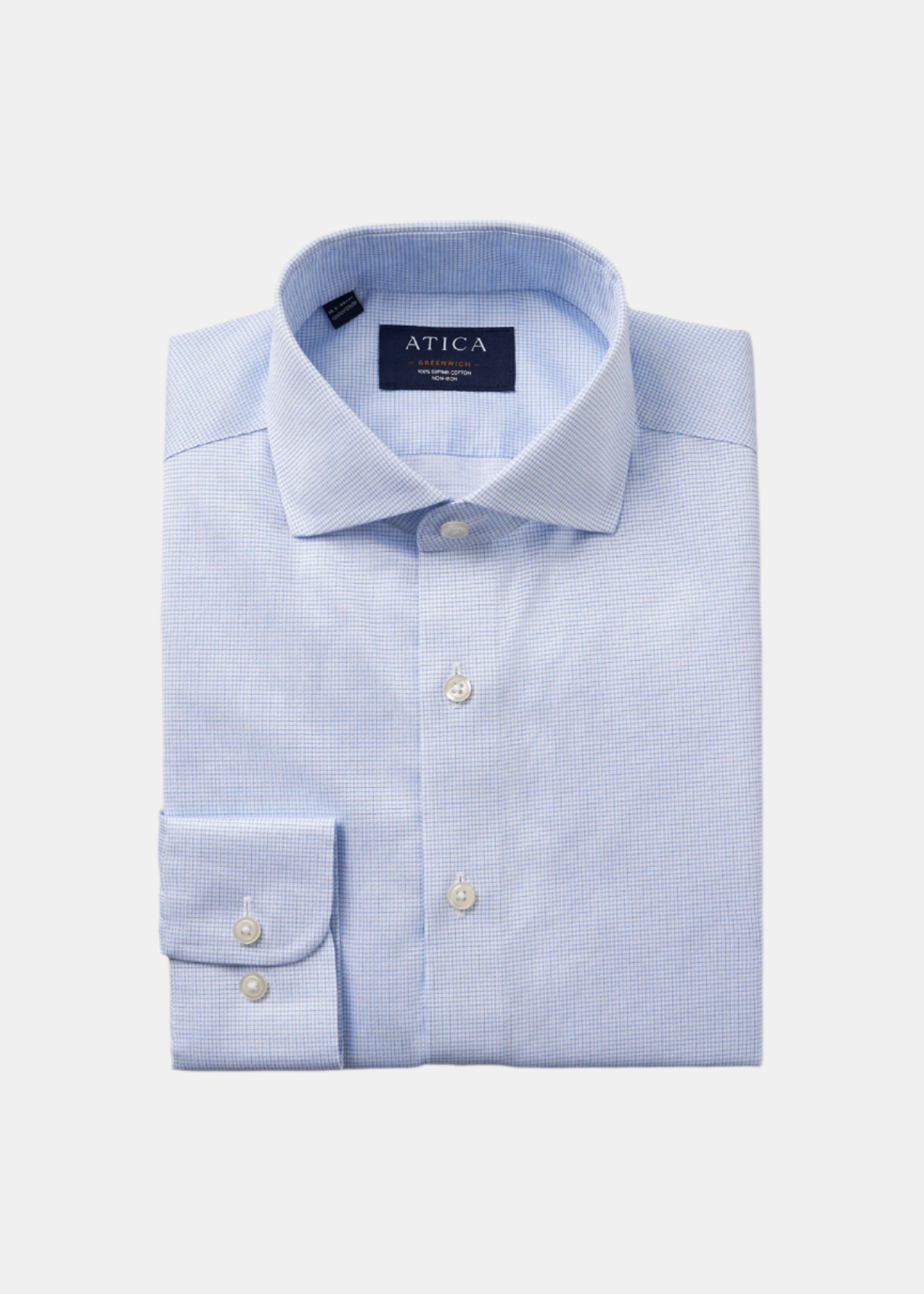 Greenwich Light Blue Grid Shirt.