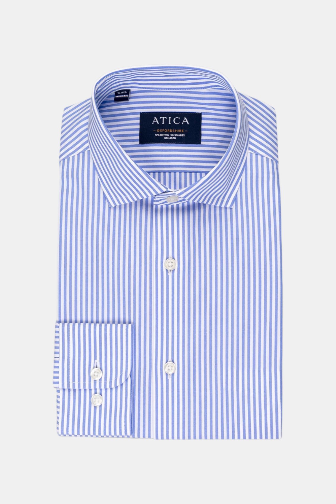 Button-Down Non-Iron Oxford Stripe Shirt - Blue - Designed for long-lasting wear. Non-iron, extra durability