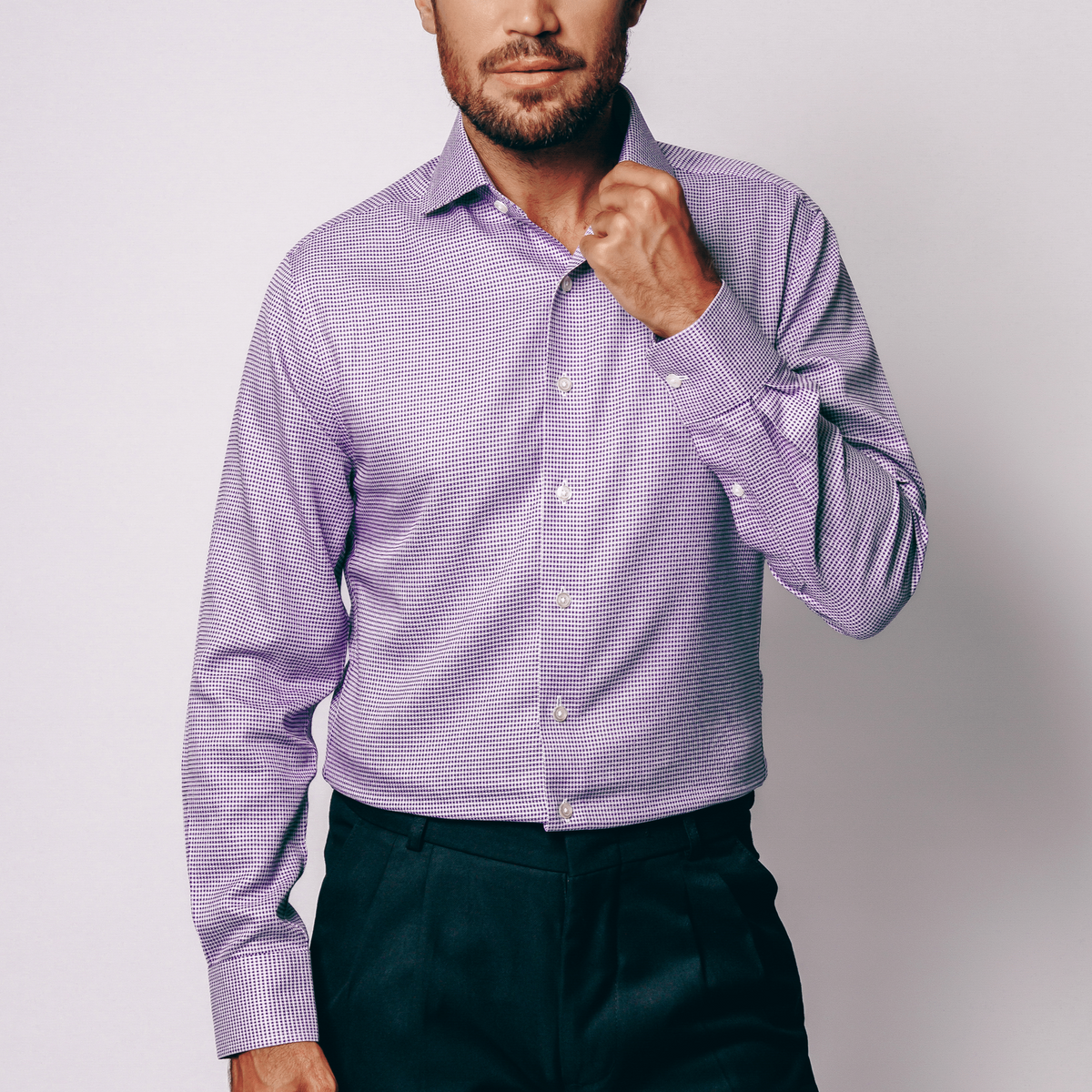 トップス SUBCULTURE WOOL CHECK SHIRT PURPLE Purple and White Plaid Shirt – American Heritage